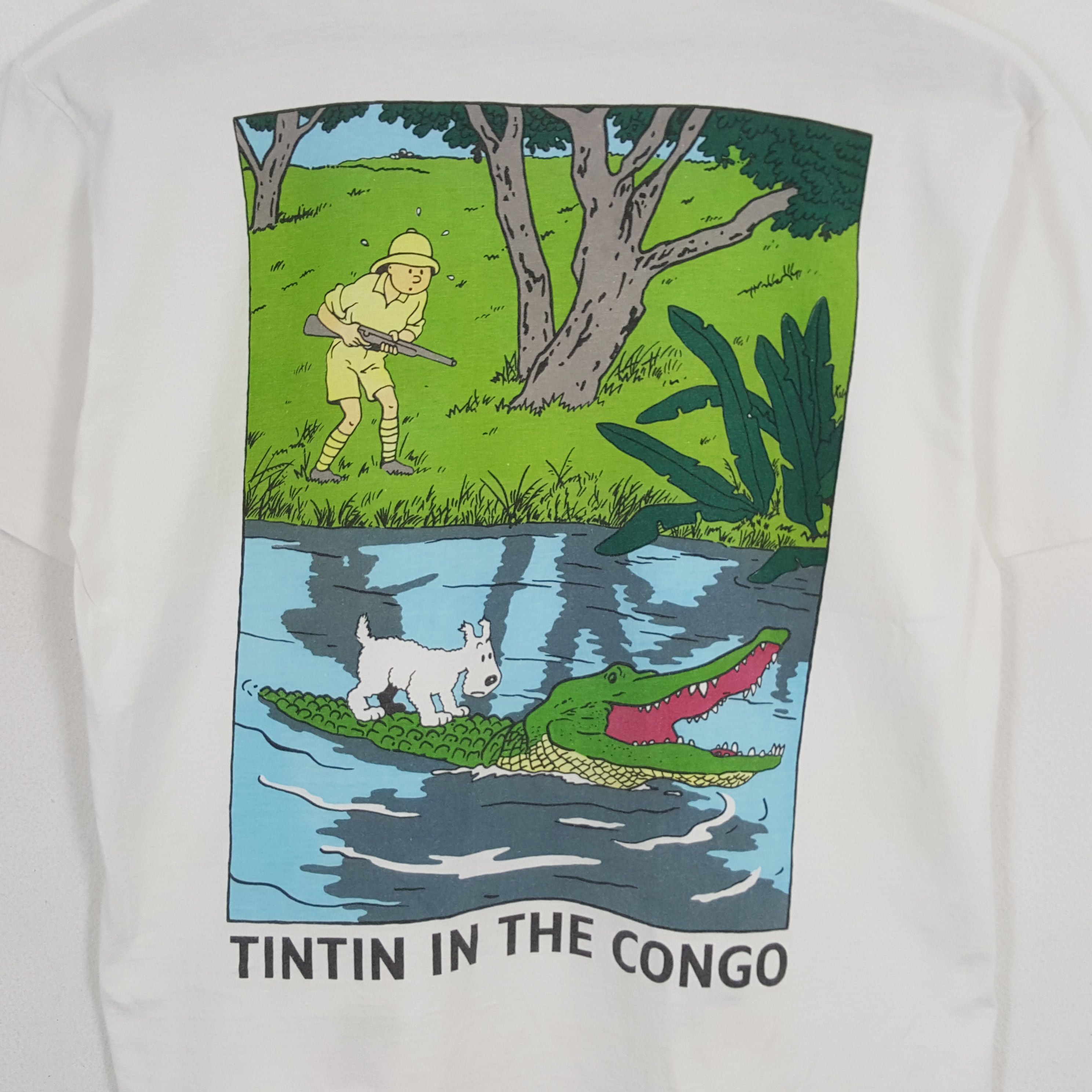 Vintage TINTIN IN THE CONGO Cartoon Streetwear Tshirt Size US L / EU 52-54 / 3 - 2 Thumbnail