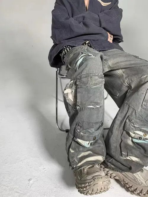 VIBE Industrial style washed paint color dirty design jeans Size US 33 - 3 Thumbnail