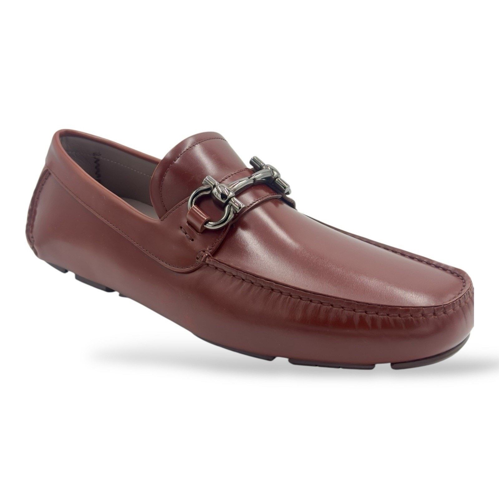 Salvatore Ferragamo Leather Driver Loafers with Gancini In Brown 10.5 UK EE Size US 11.5 / EU 44-45 - 3 Thumbnail