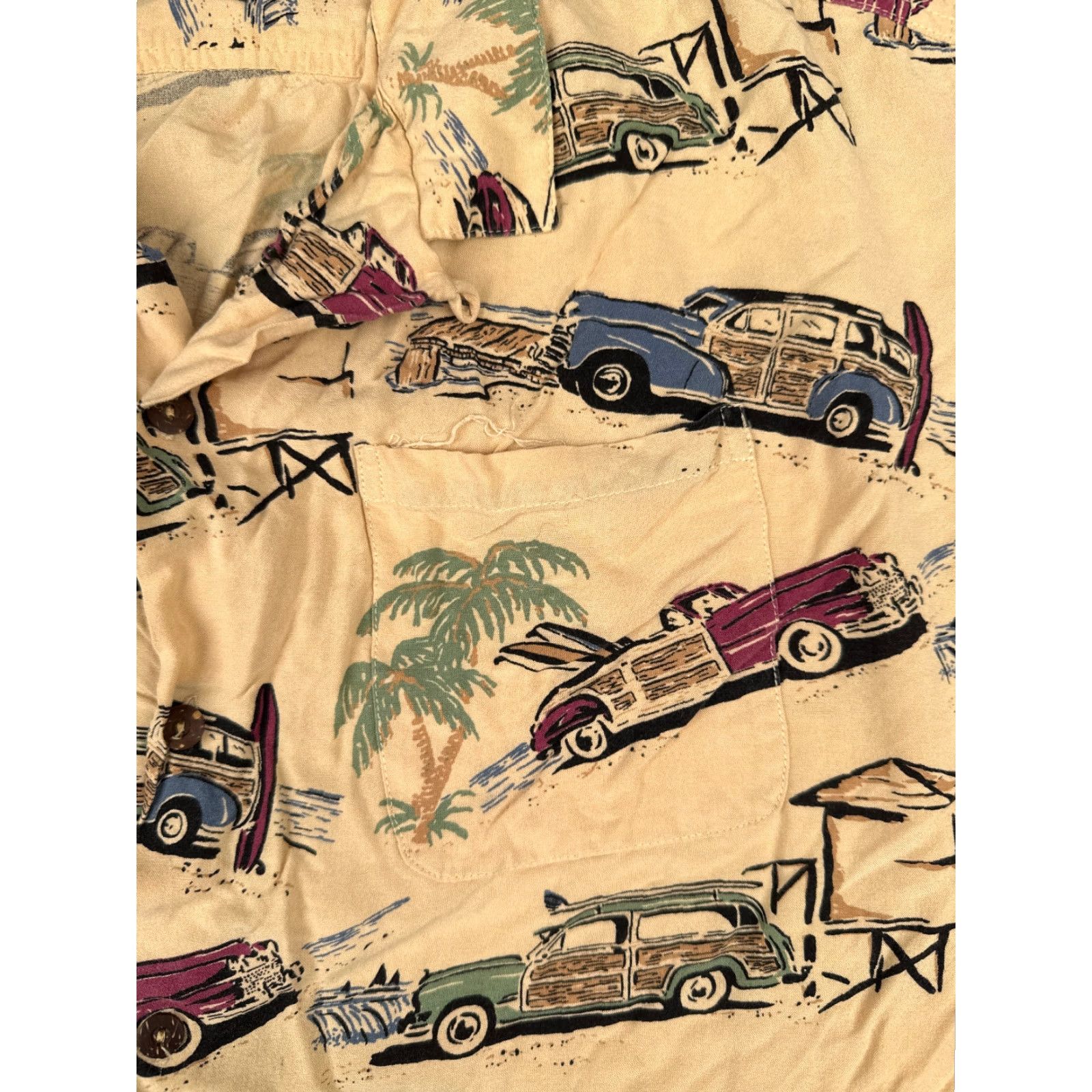 Vintage VINTAGE Beck Sport Shirt Men Yellow 2XL Floral Cars Hawaiian Short Sleeve Button-Up Size US XXL / EU 58 / 5 - 6 Thumbnail