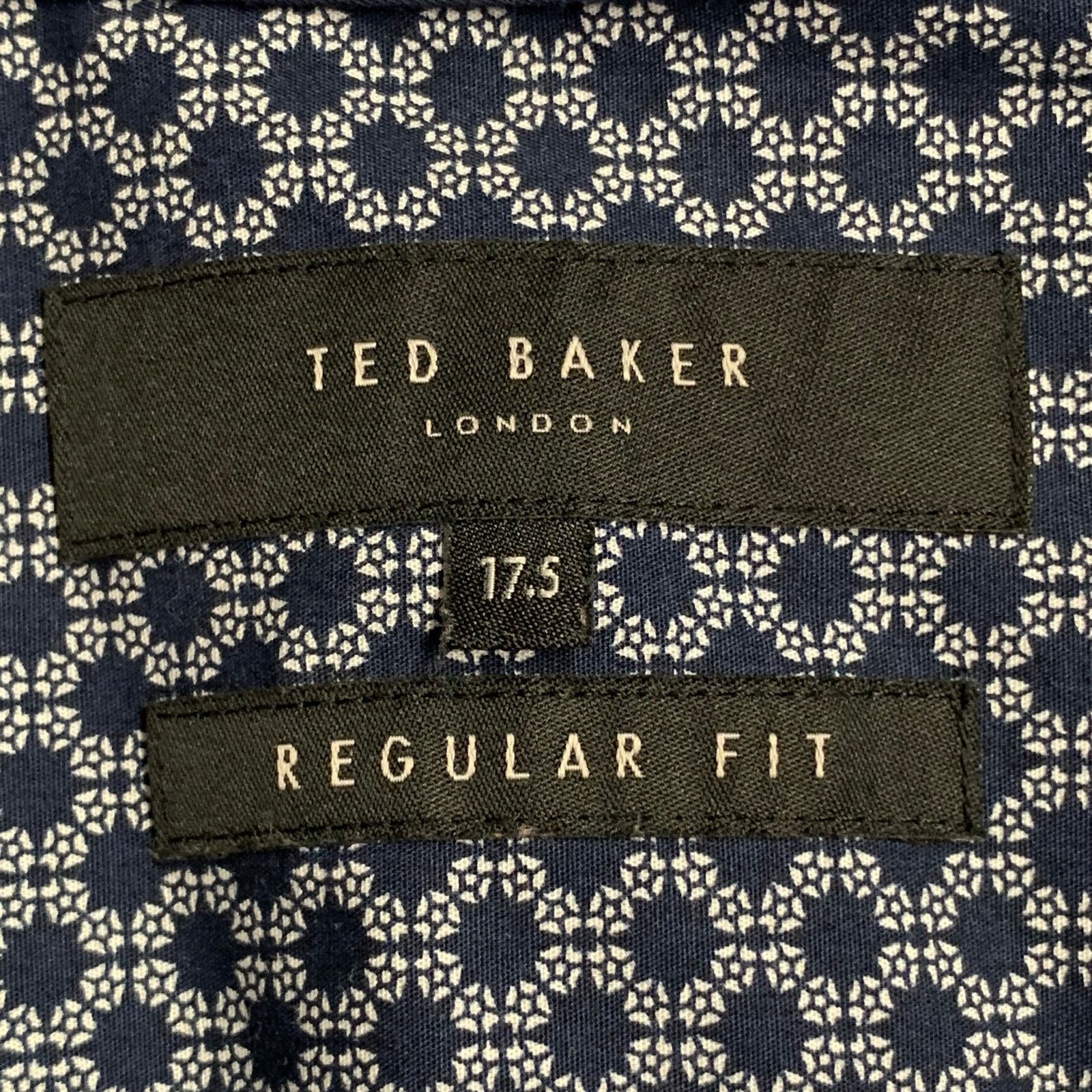 Ted Baker TED BAKER Geometric Cotton Point Collar Regular Fit Shirt Size US XL / EU 56 / 4 - 5 Thumbnail