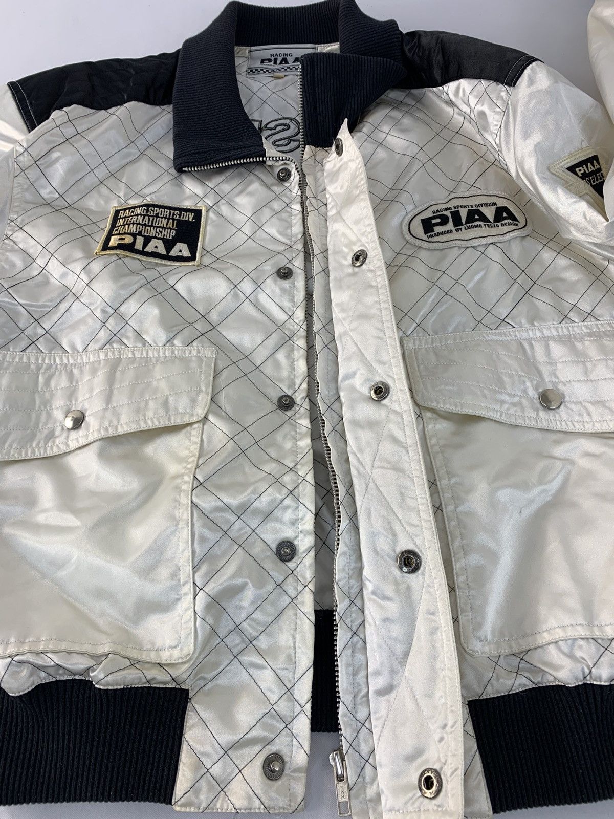 Vintage 90s PIA Motorsport Uomo Terzo Design Satin Bomber Jacket Size US S / EU 44-46 / 1 - 6 Thumbnail