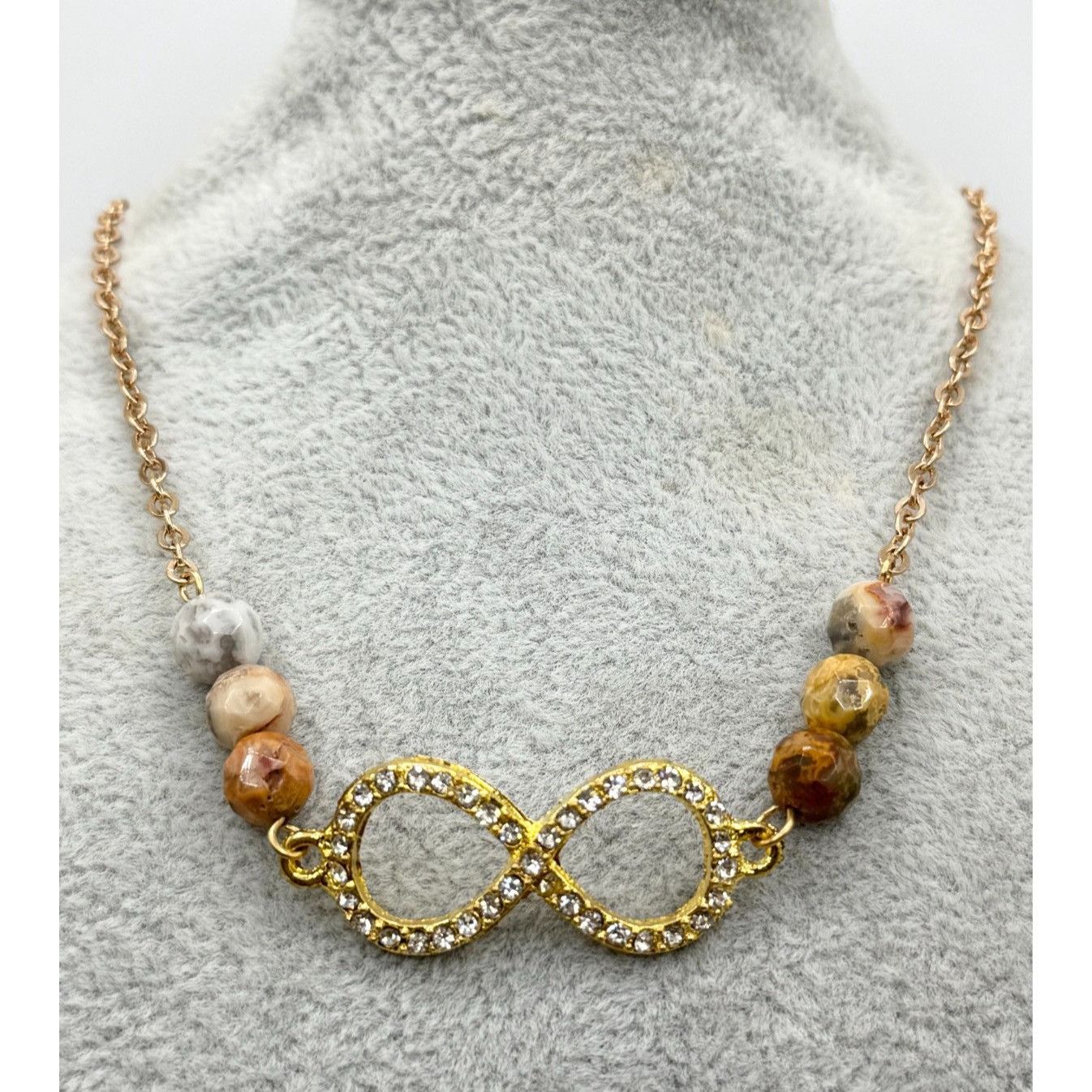 Vintage Vintage rhinestone infinity sign semi precious bead necklace Size ONE SIZE - 1 Thumbnail