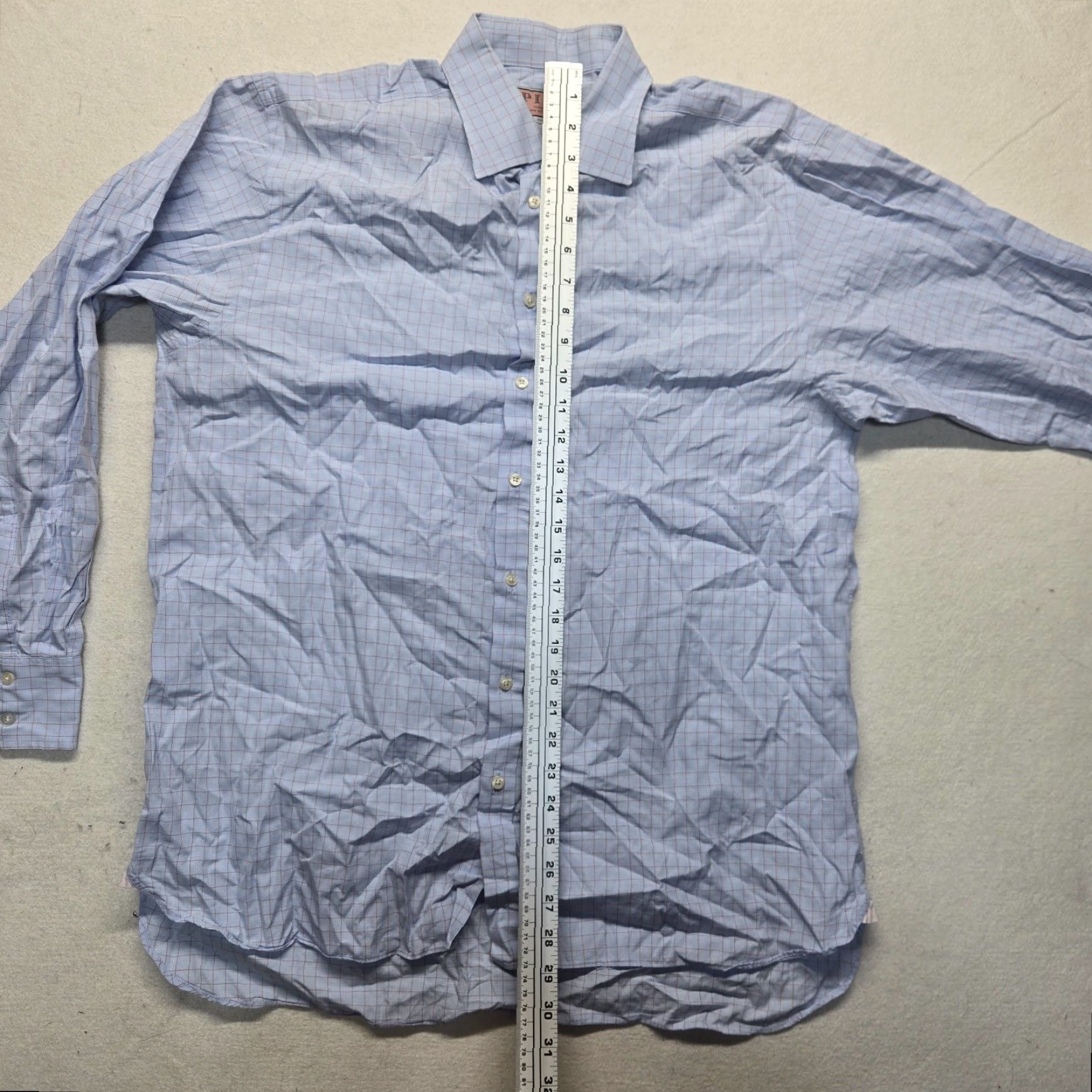 Vintage VINTAGE? No. Thomas Pink Shirt Blue Checkered Button Up Long Sleeve Adult Men 17 35 Blue Check Dress Shirt 100% Cotton 17 in Mens Size US XL / EU 56 / 4 - 6 Thumbnail