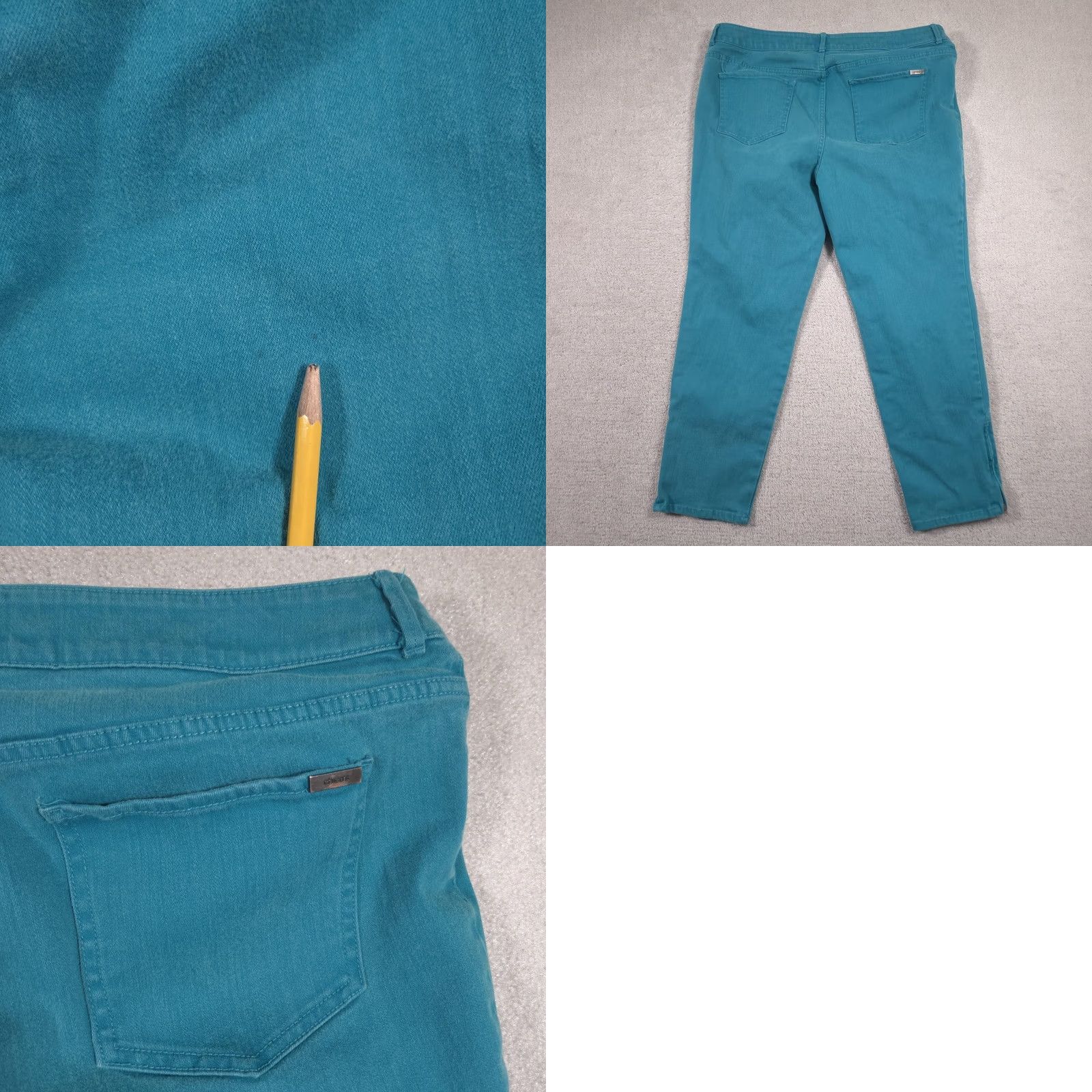 Vintage Chicos So Slimming Jeans Womens 3 Blue Teal Mid Rise Skinny Ankle Zip Stretch Jeans Size 26" / US 2 / IT 38 - 9 Thumbnail