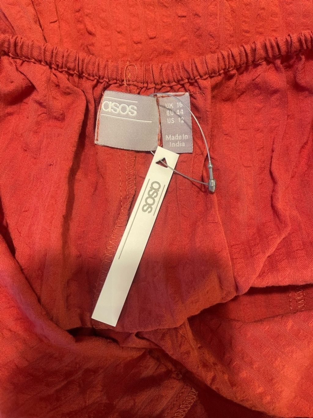 Asos ASOS Rust Red Seersucker Halter Romper Cotton Sz 12 Beach Size 34" / US 12 / IT 48 - 7 Thumbnail