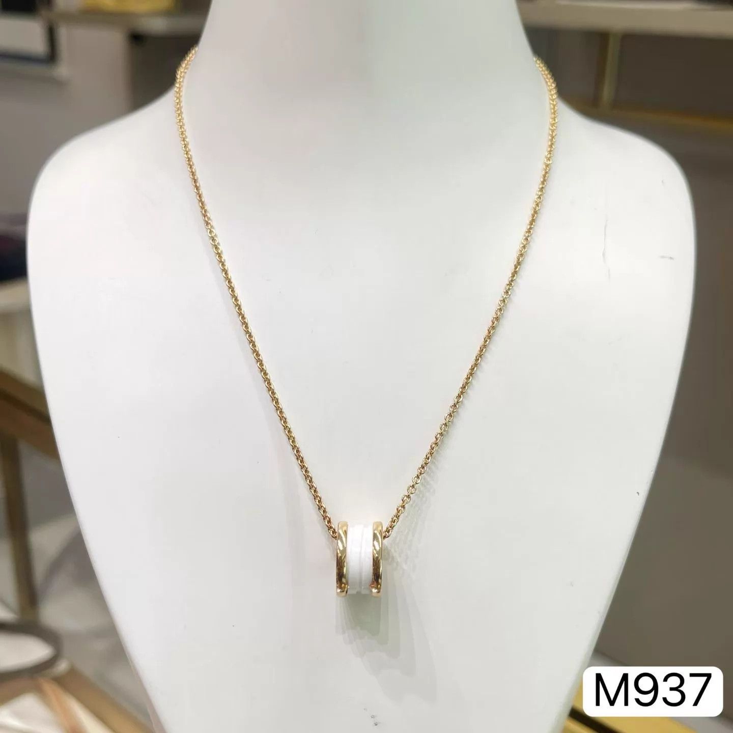 Bvlgari Bvlgari B.ZERO1 18k Rose Gold White Ceramic Spring Necklace Size ONE SIZE - 8 Thumbnail