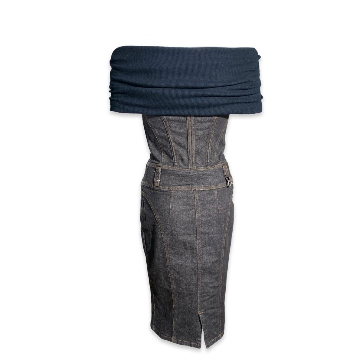 Dolce & Gabbana Dolce and Gabbana Corset Denim Midi Off Shoulder Dress Size S / US 4 / IT 40 - 2 Thumbnail