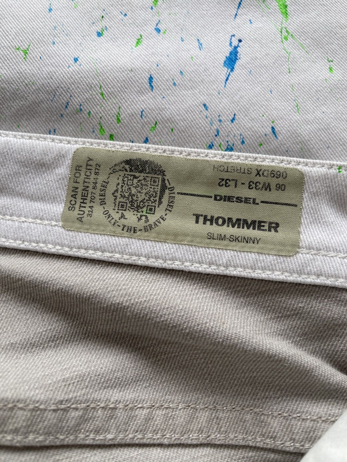 Diesel Diesel Thommer Slim-Skinny Paint Splatter Denim Size US 33 - 16 Thumbnail