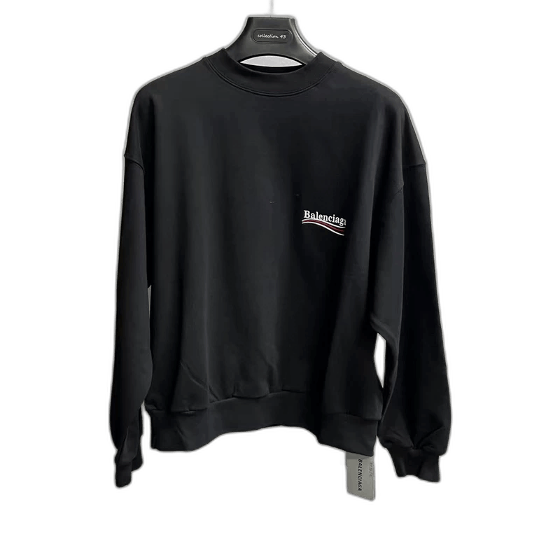 Balenciaga Black Logo Embroidered Sweatshirt