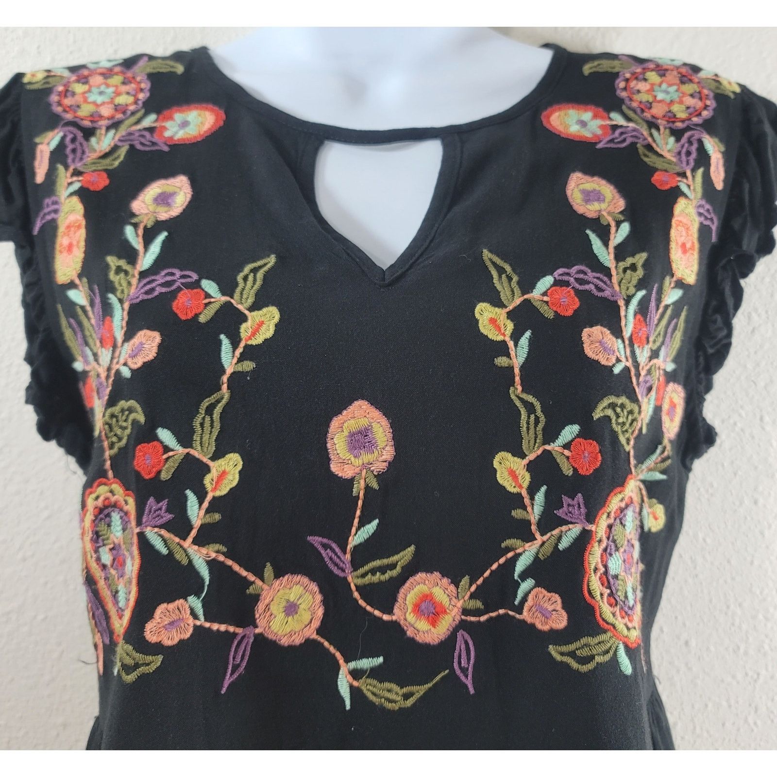 Other Entro Black Multicolor Embroidered Floral Peasant Top Small Size S / US 4 / IT 40 - 5 Thumbnail