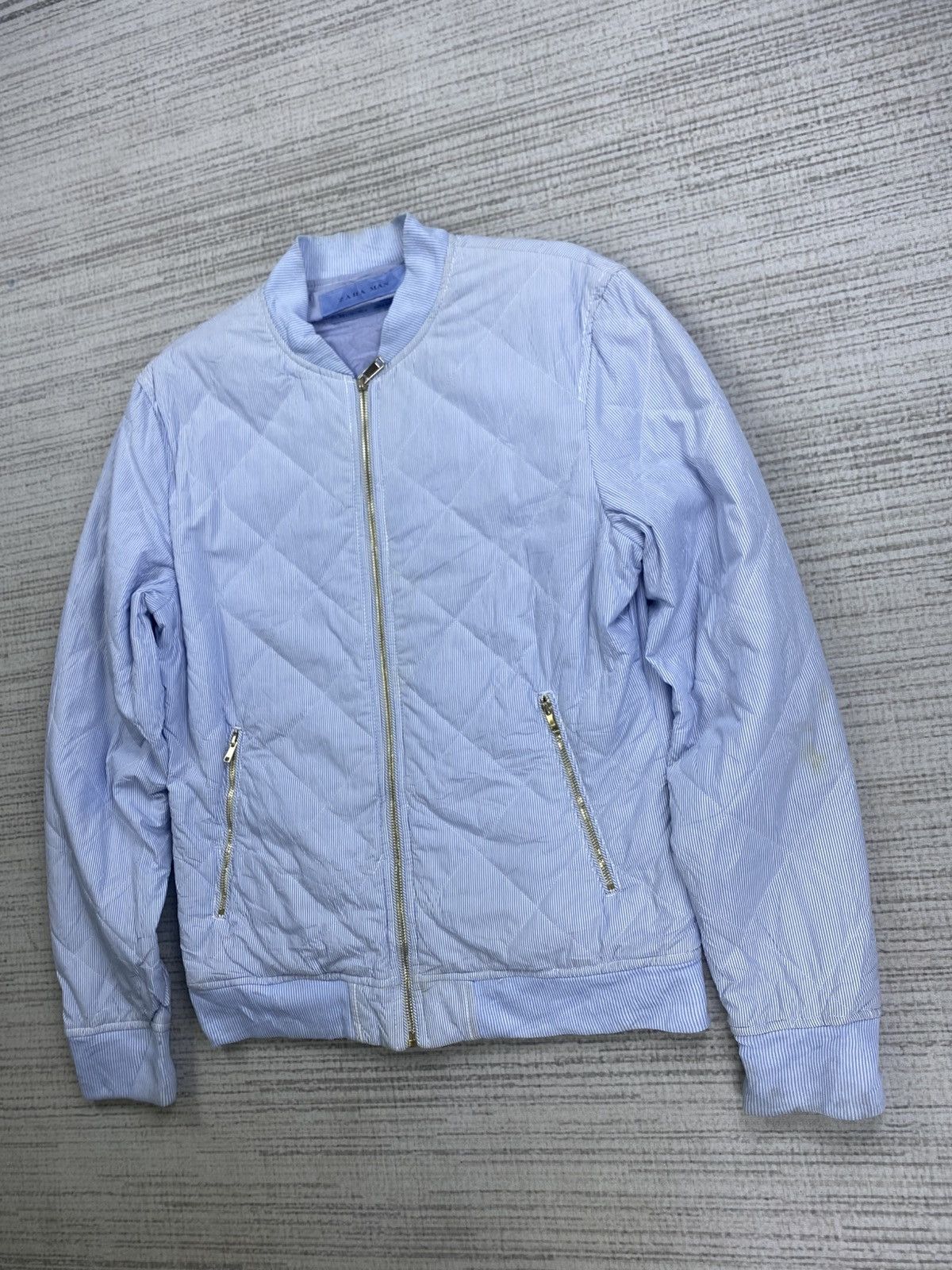 Japanese Brand × Vintage × Zara Vintage Zara Man Light Blue Nice Quilted Zipper Jacket Size US M / EU 48-50 / 2 - 4 Thumbnail