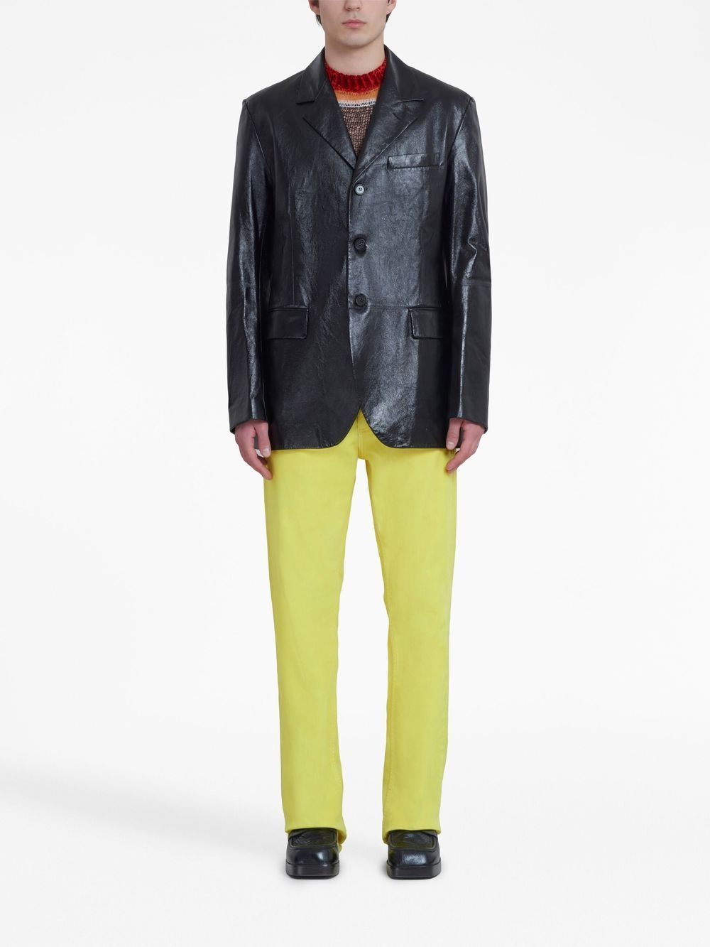 Marni o1w1db10125 Polished Finish Leather Jacket in Black Size US L / EU 52-54 / 3 - 2 Thumbnail