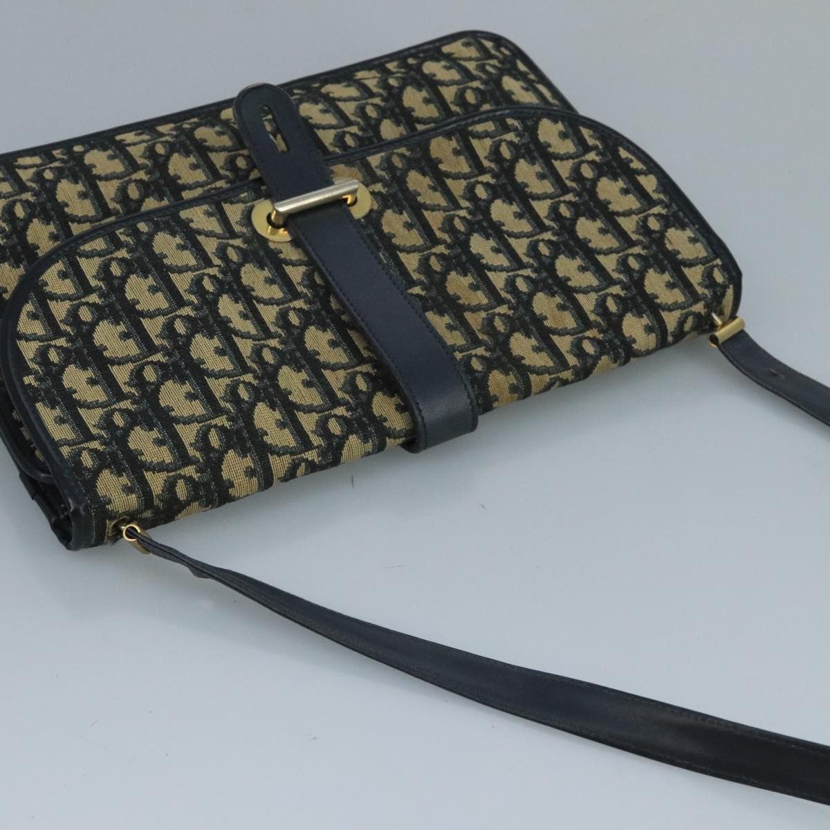 Dior DIOR Trotter Canvas Shoulder Bag Navy Gold Size ONE SIZE - 6 Thumbnail