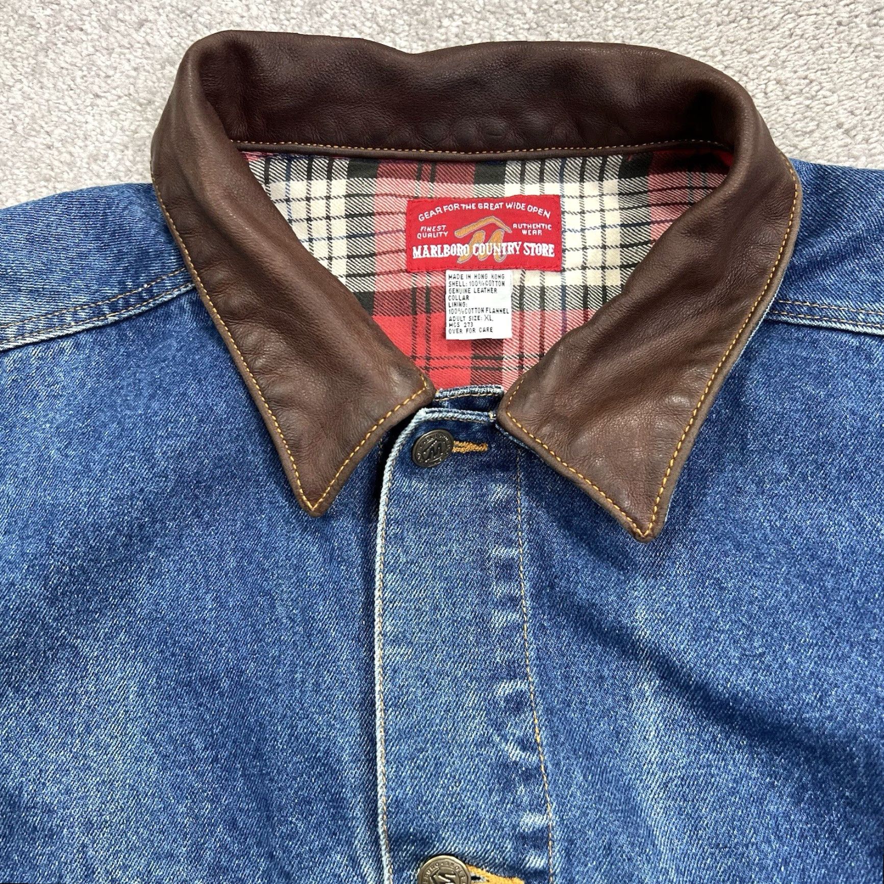 Marlboro VINTAGE Marlboro Country Store Denim Barn Jacket Men’s XL Western Leather Trim Jacket Size US XL / EU 56 / 4 - 3 Thumbnail