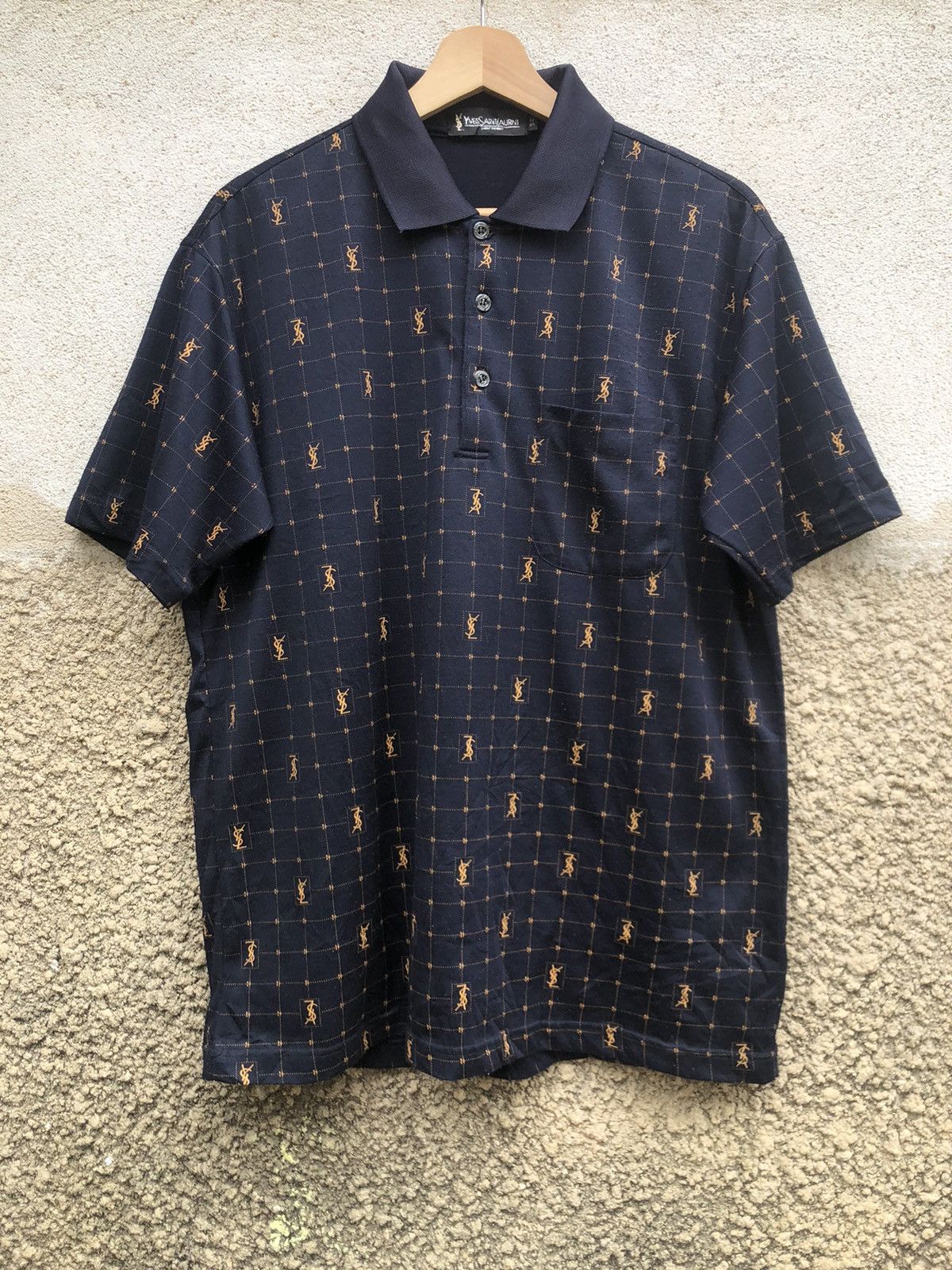 Vintage × Yves Saint Laurent Vintage YSL Yves Saint Laurent FullPrint Polos Size US L / EU 52-54 / 3 - 1 Thumbnail