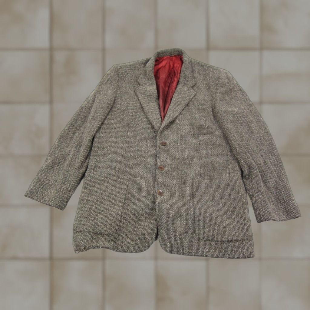 The Territory Ahead Territory Ahead Blazer Mens 44 L Green Black Wool Tweed Short Notch 3-Button Single-Breasted Vintage Jacket US Made Mens Size 44R - 1 Thumbnail