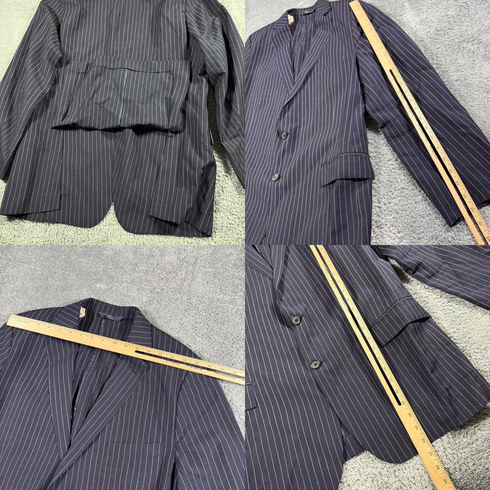 Brooks Brothers Brooks Brothers Regent Blazer Jacket Navy Pinstripe Wool Linen Unstructured 46L Mens Size 46R - 8 Thumbnail