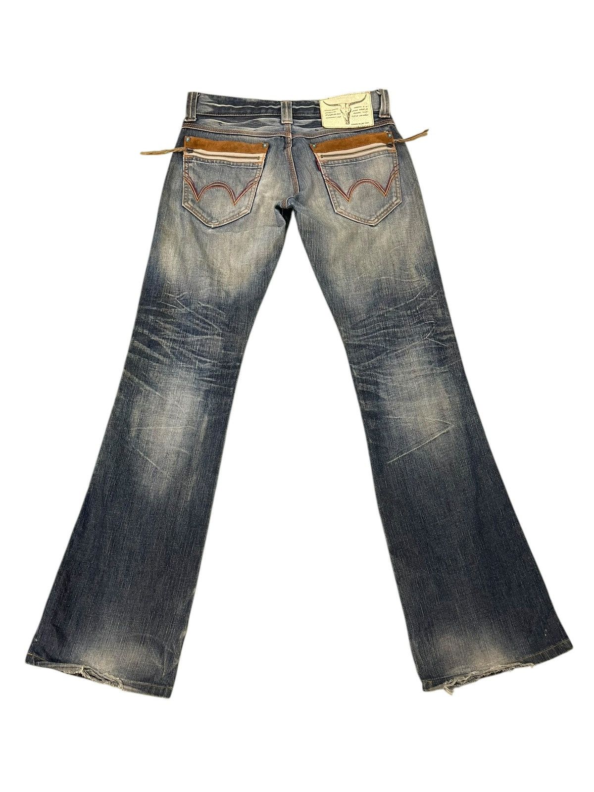 Edwin Flare Jeans Edwin Japan Faded Distress Boot Cut 7🟦 Size US 31 - 11 Thumbnail