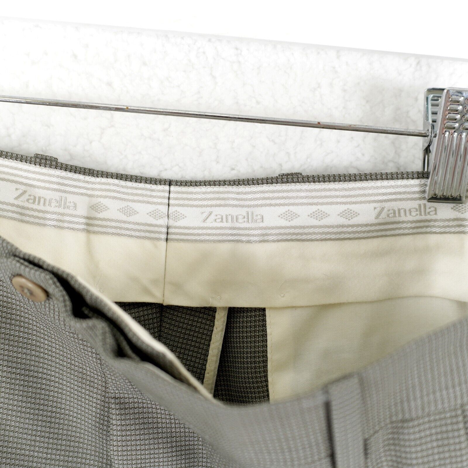 Zanella Zanella Bennett Wool Gray Green Check Pleated Cuffed High Ri Size 34R - 4 Thumbnail