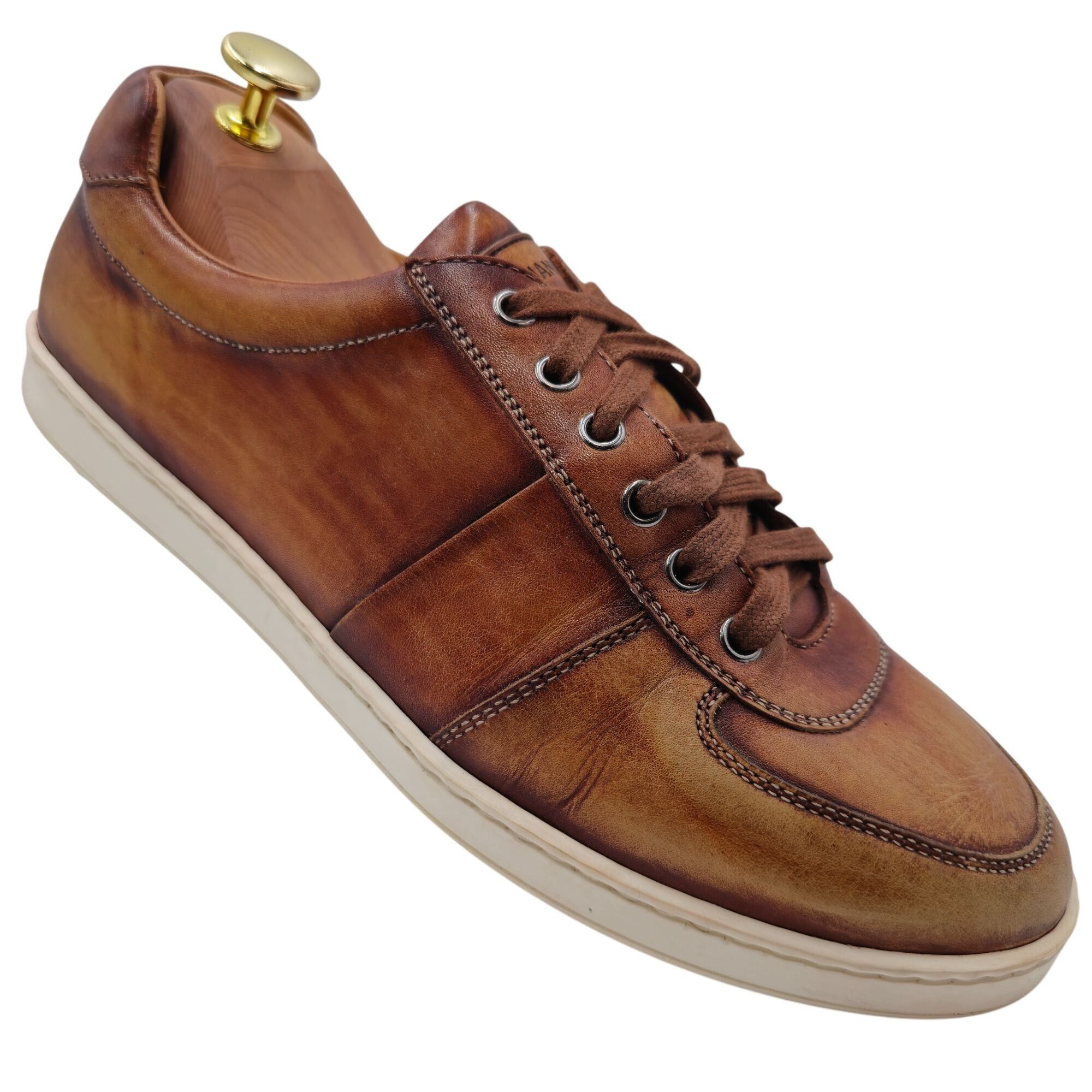 Magnanni Magnanni Spain Patina Brown Leather Fashion Sneakers Men 7.5 Size US 7.5 / EU 40-41 - 9 Thumbnail