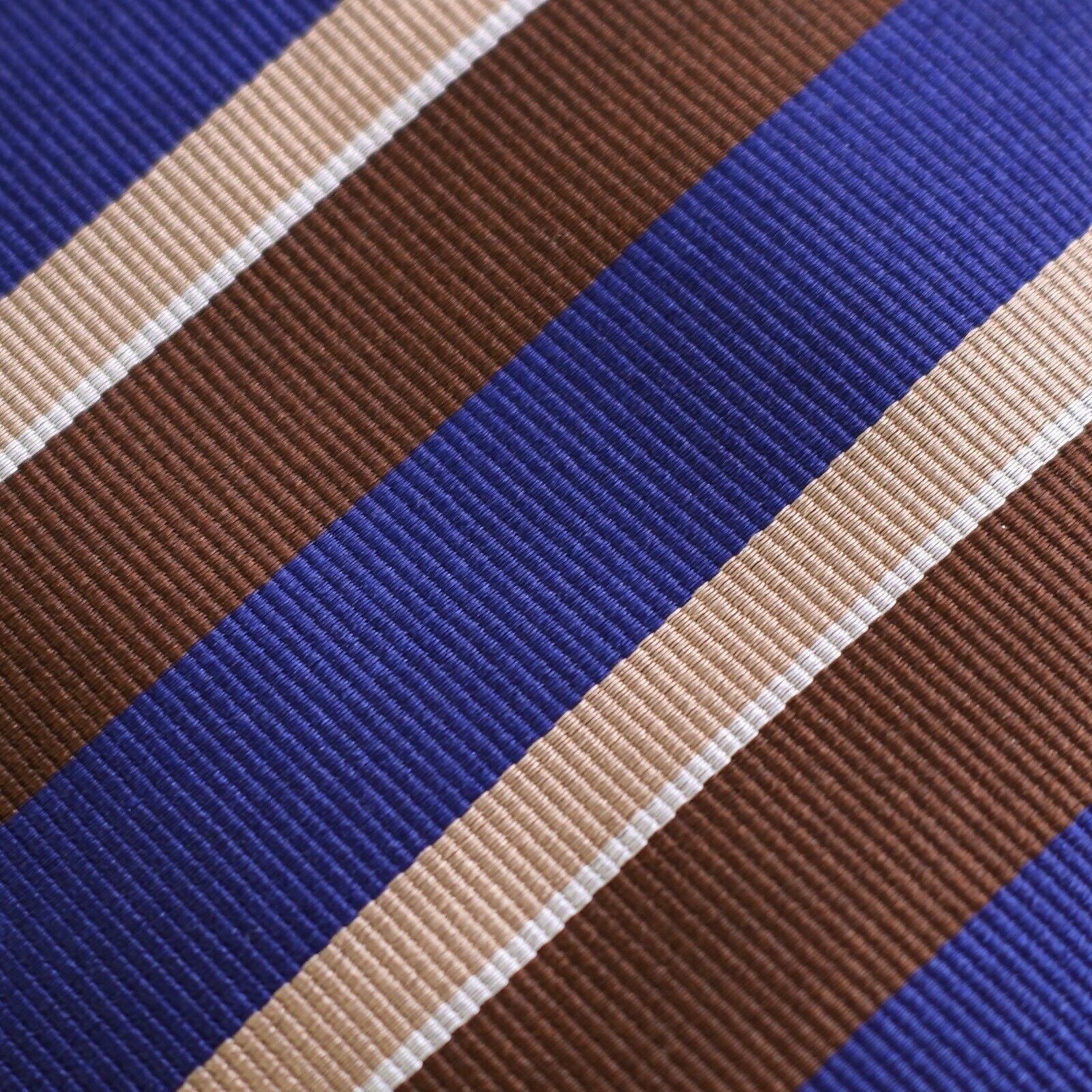 Vintage Camicissima Blue Tan Brown Striped Woven Silk Tie Size ONE SIZE - 2 Thumbnail