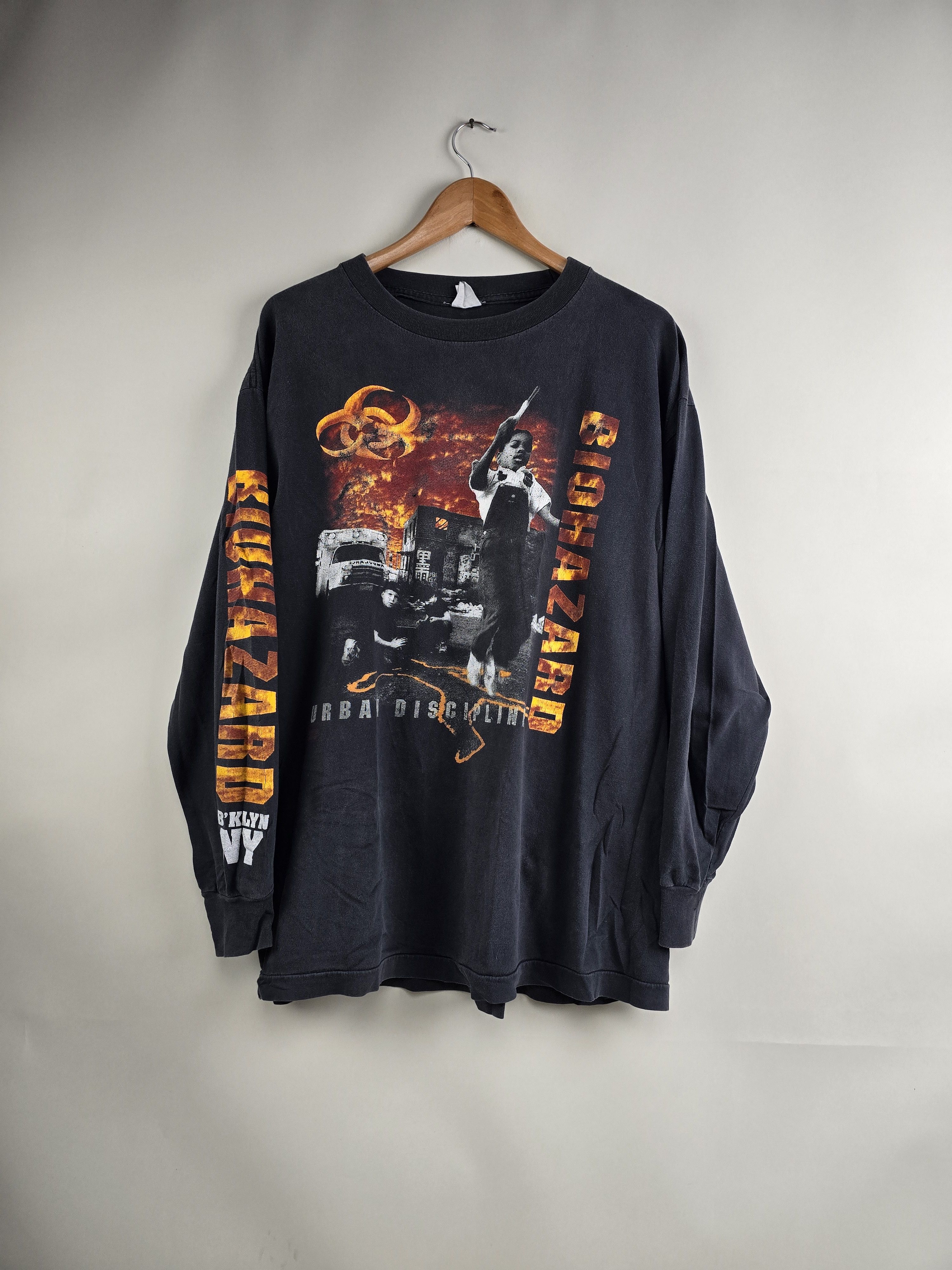 image of Band Tees x Rock Tees 1992 Biohazard Urban Discipline Long Sleeve Hardcore Punk in Black (Size XL)