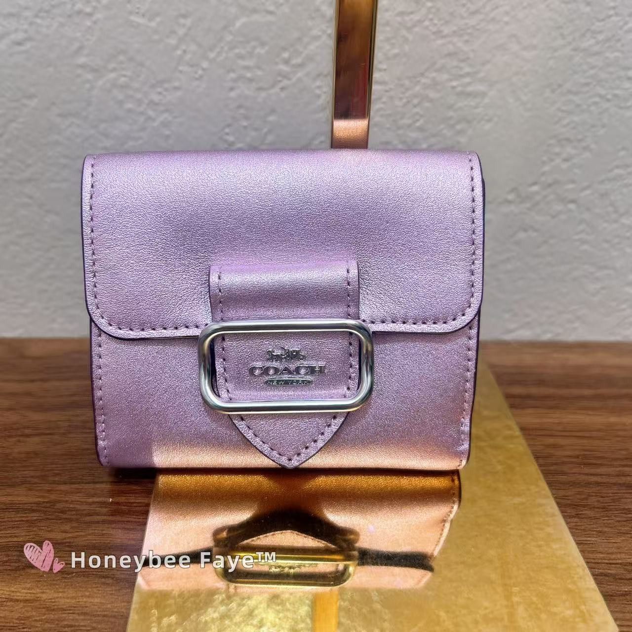 Coach Coach Small Morgan Wallet CP462 Metallic Lilac Size ONE SIZE - 1 Thumbnail