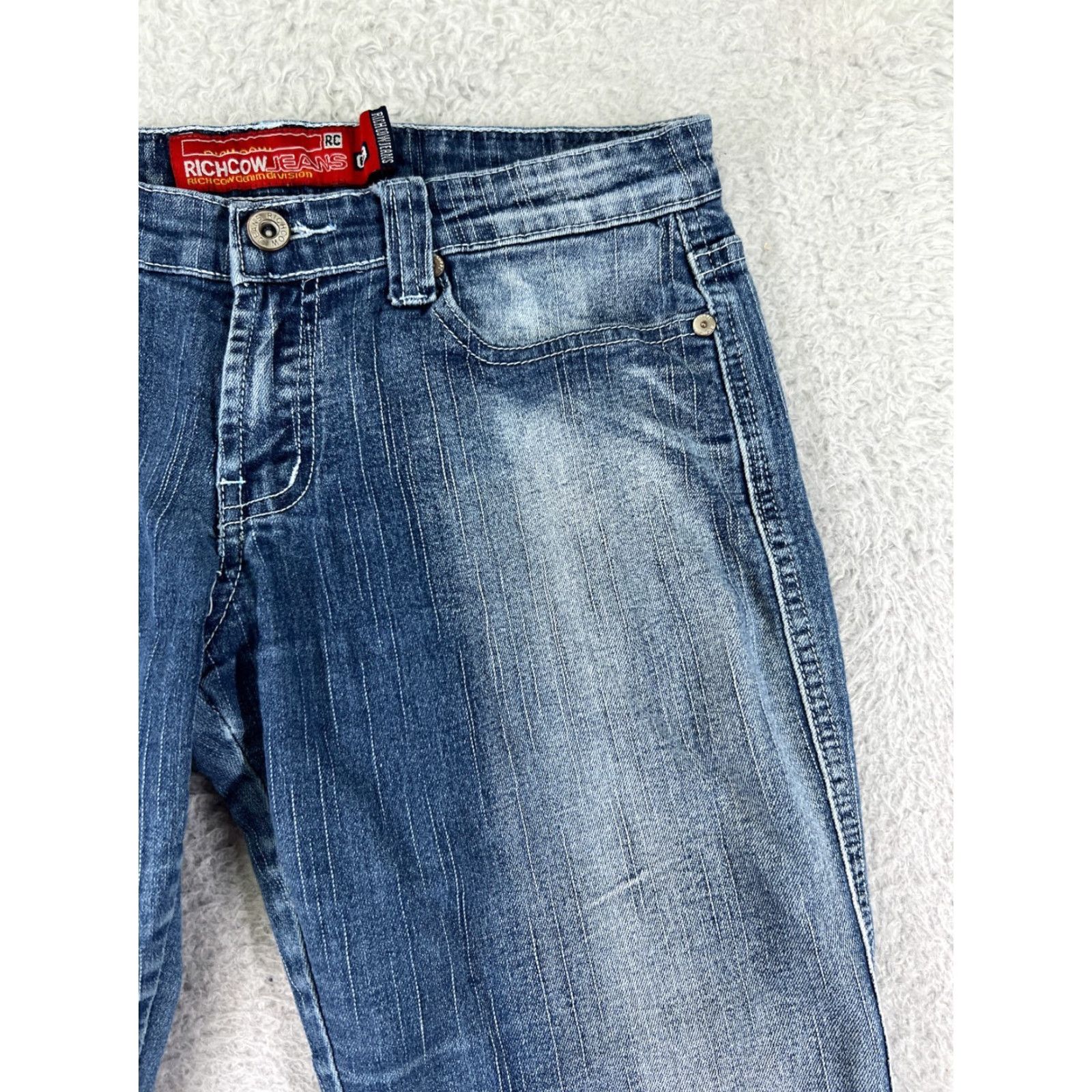 Denime Richcow Jeans Womens Bootcut 7 Blue Denim Mid Rise 5-Pocket Stretch Inseam 29in Size 28" / US 6 / IT 42 - 6 Thumbnail
