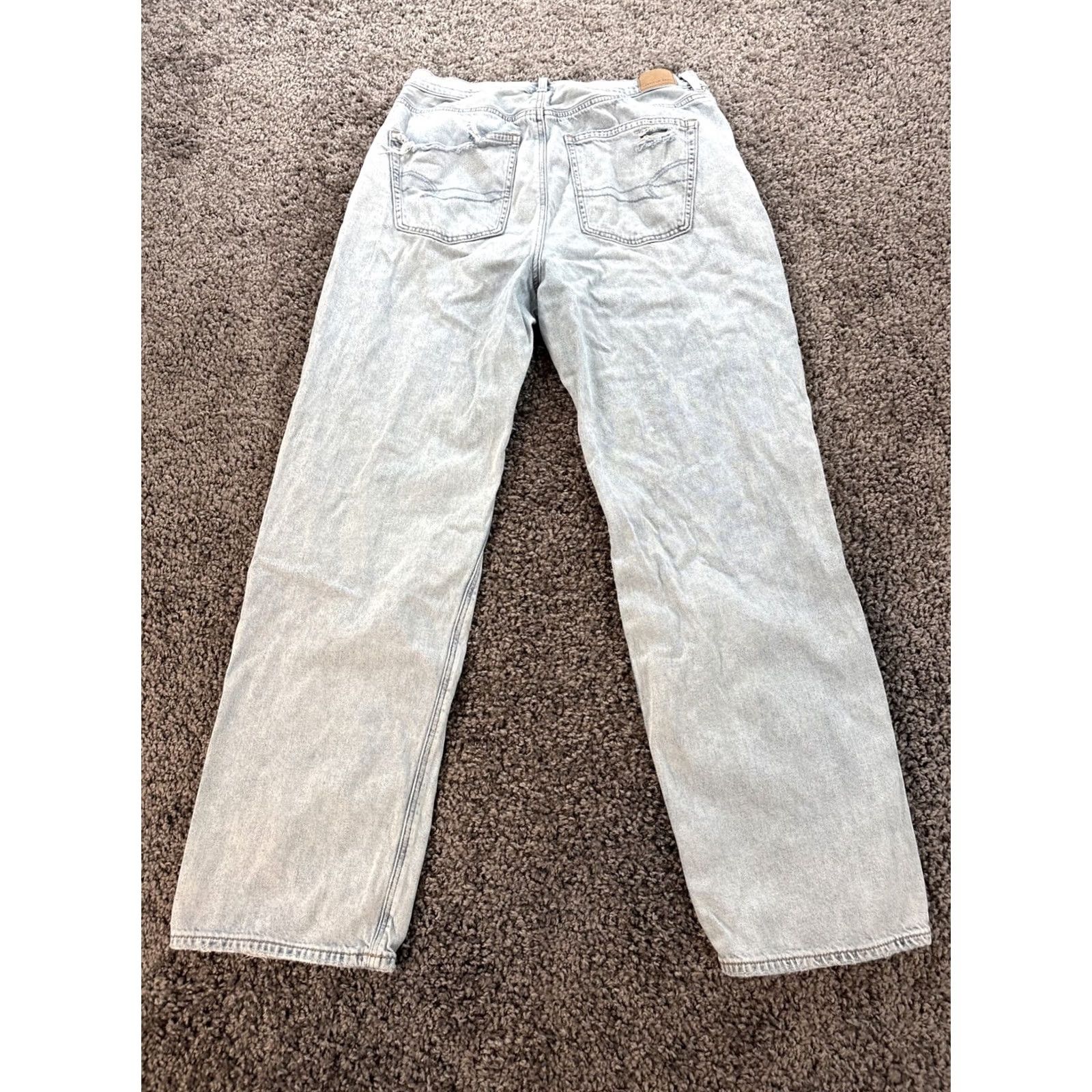 American Eagle Outfitters VINTAGE American Eagle Outfitters Jeans 14 Blue Super High Rise Baggy Wide-Leg Distressed Jeans Women 90s Y2K Curvy Model Size 36" / US 14 / IT 50 - 8 Thumbnail