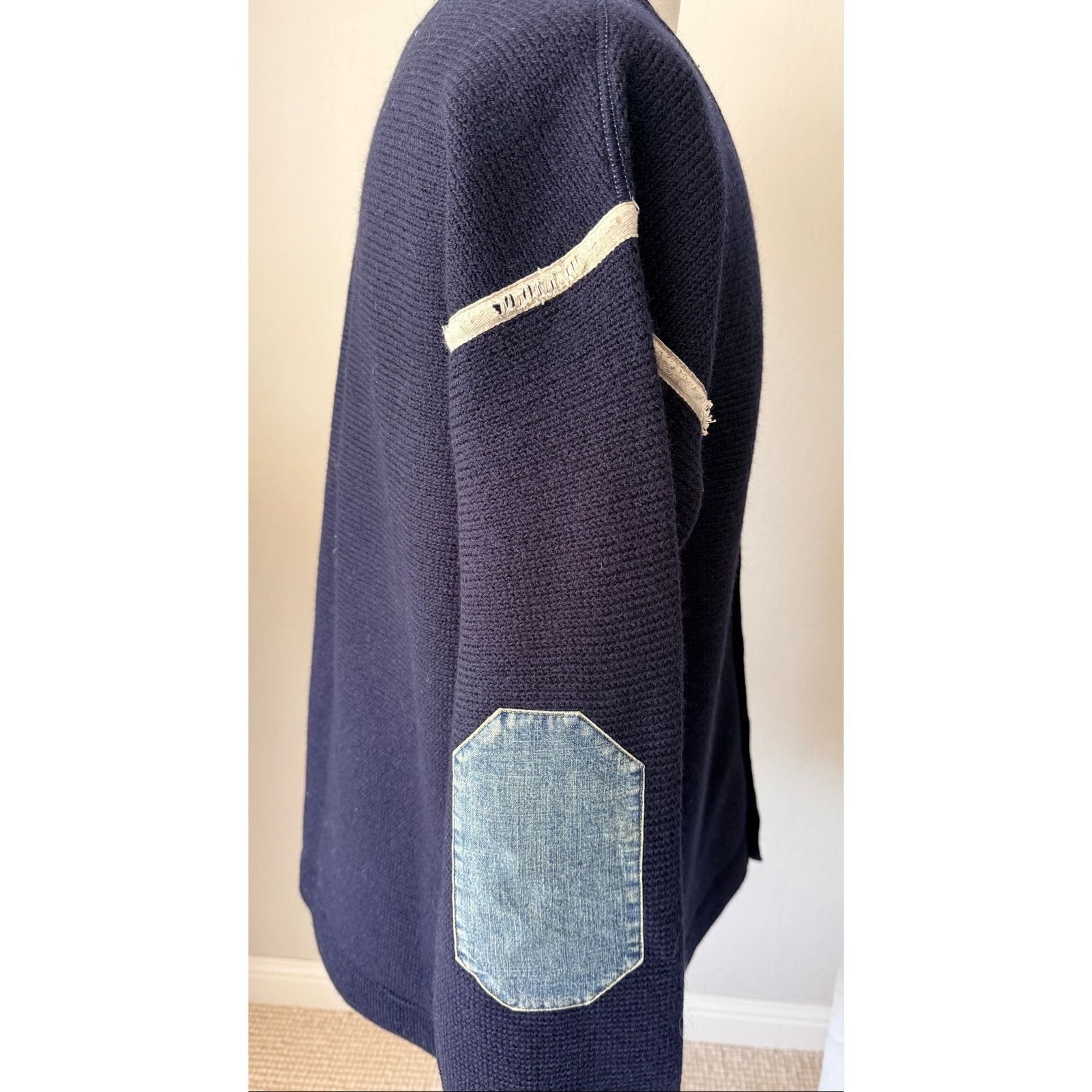 Maison Margiela Maison Margiela Wool Cardigan Denim Elbow Patch V-Neck NWT Size US M / EU 48-50 / 2 - 9 Thumbnail
