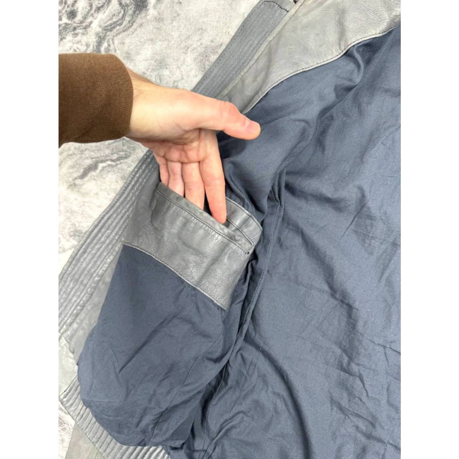 Allsaints AllSaints Jacket Bomber Shirt Men Gray M Leather Zip Zip Front Biker 00s Y2K Casual Spring Fall Winter Mens Size US M / EU 48-50 / 2 - 7 Thumbnail