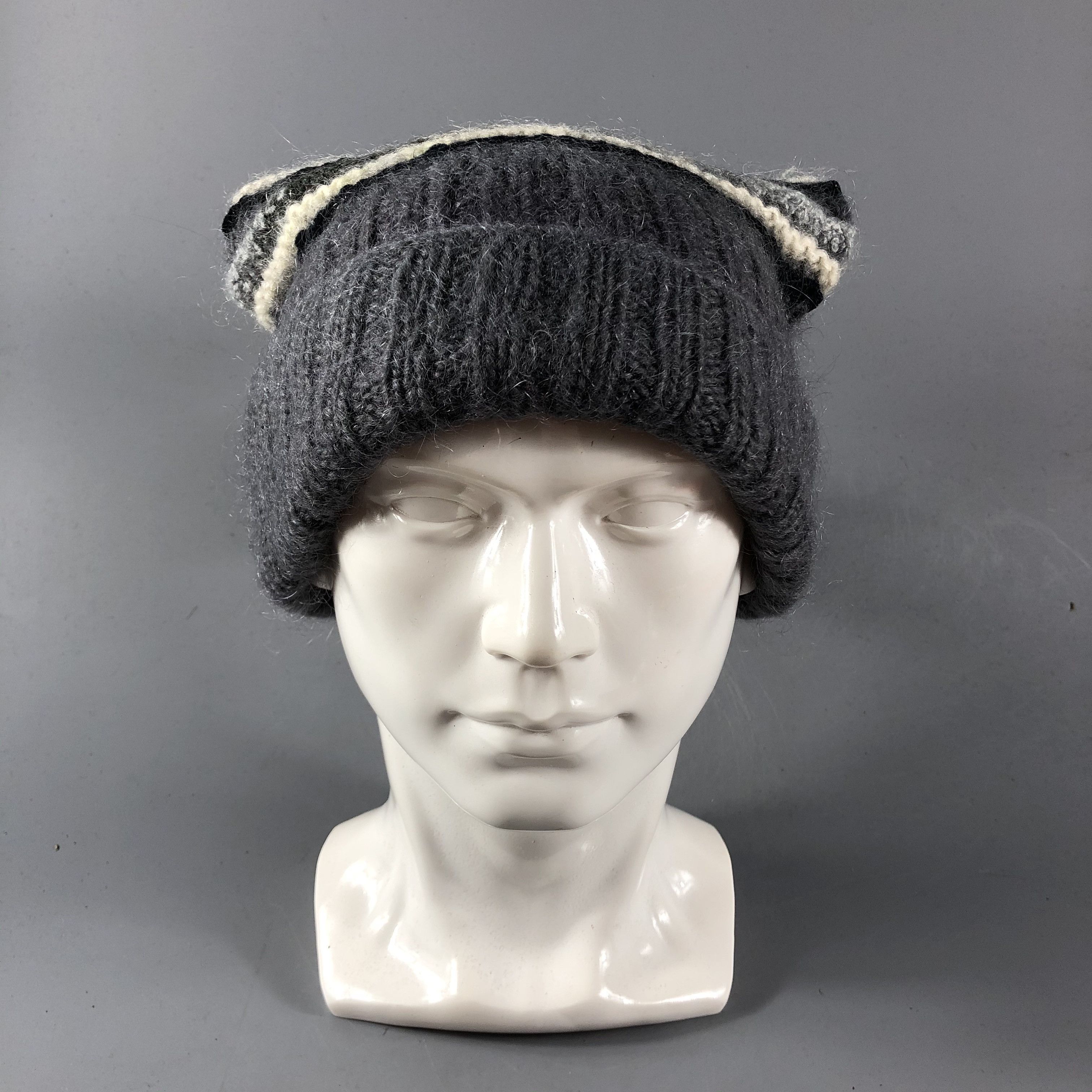Vintage Striped Knit Bobble Wool Beanie Snowcap Snow Hat B614 Size ONE SIZE - 2 Thumbnail
