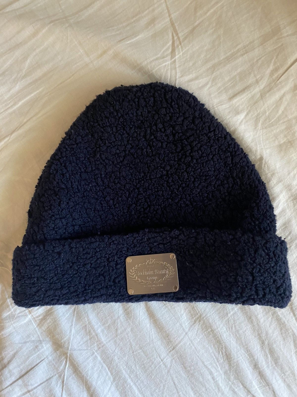 image of Drain Gang x Sad Boys Sbe Merch Stockholm Beauty Group Beanie in Blue, Men's