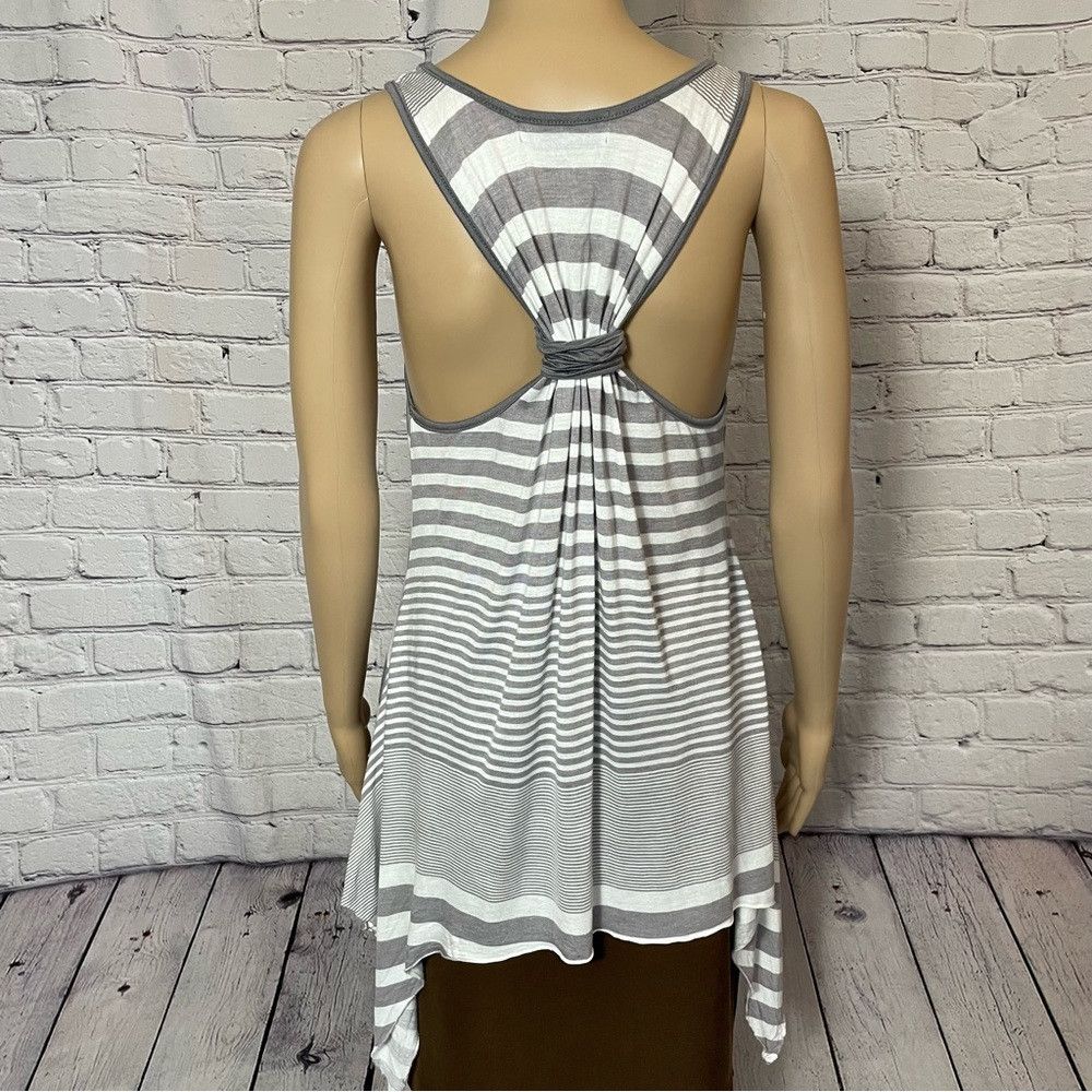 Vintage Havana Vintage Havana Grey White Striped Tank Asymmetrical Hem Ray Size L / US 10 / IT 46 - 7 Thumbnail