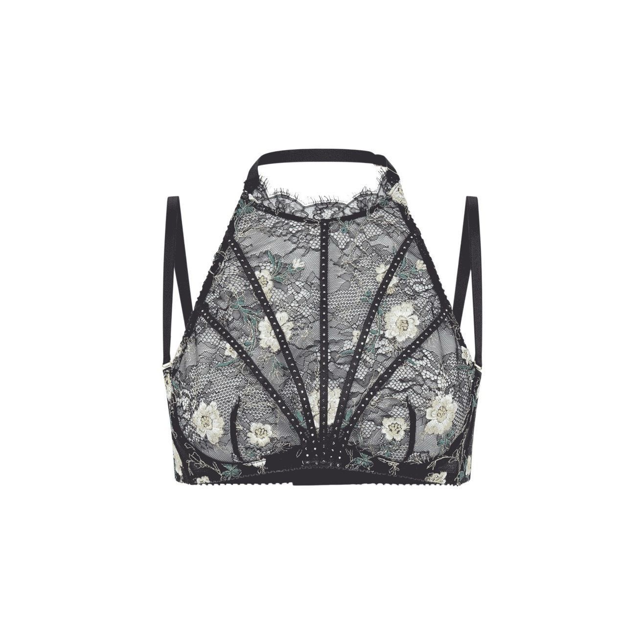 La Perla NWT Agent Provocateur Athena High Neck Lace Bra Top Black Mu Size ONE SIZE - 6 Thumbnail