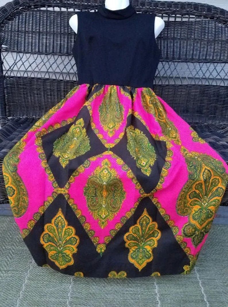 Other New VINTAGE Maxi Dress ~ Fleur de Lis Size M / US 6-8 / IT 42-44 - 1 Thumbnail