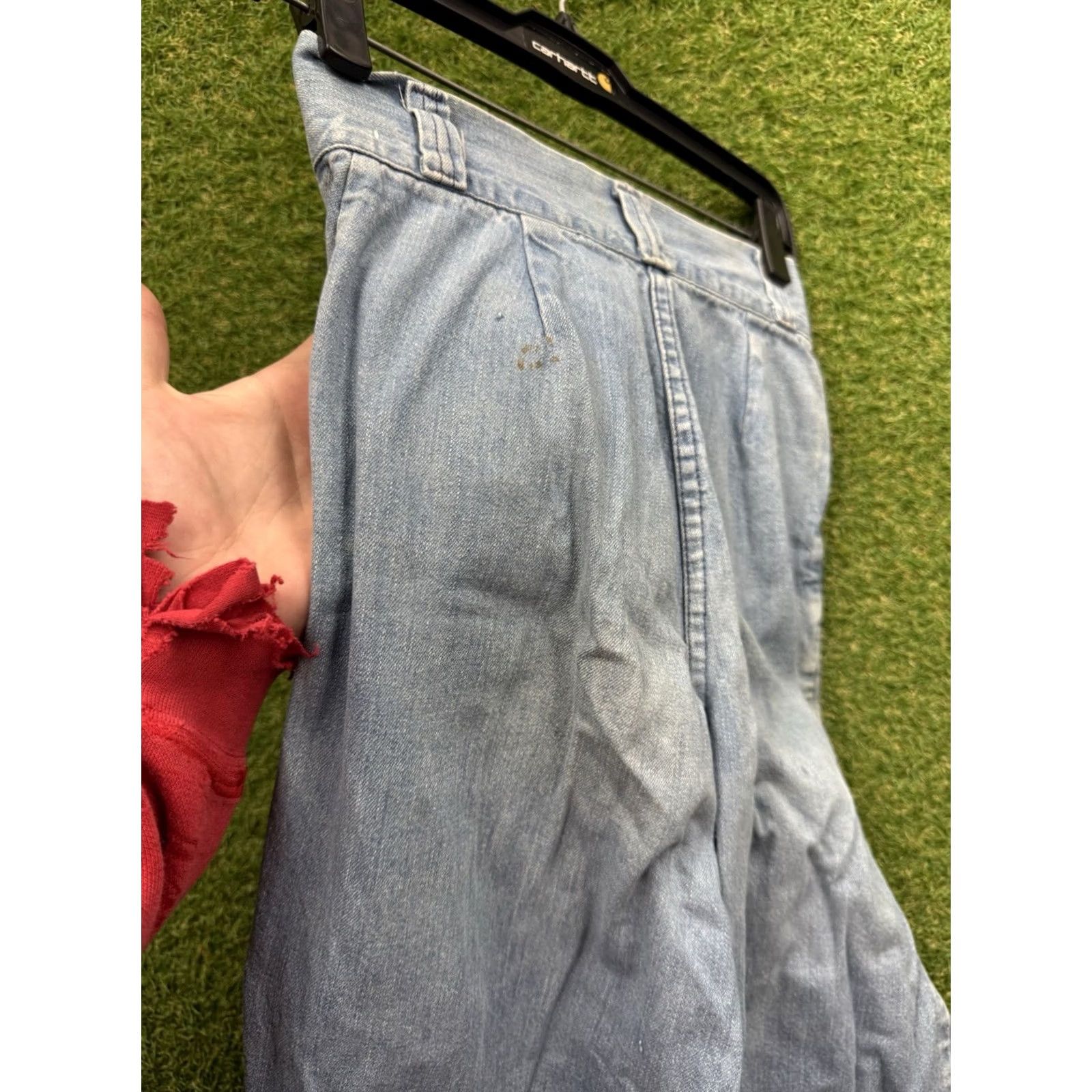 Vintage VINTAGE 1970s Jeans Bell Bottom Rumble Seats Double Zipper Hippie Womens 2 Blue Denim 30in Inseam Size 42" / US 20 - 4 Thumbnail