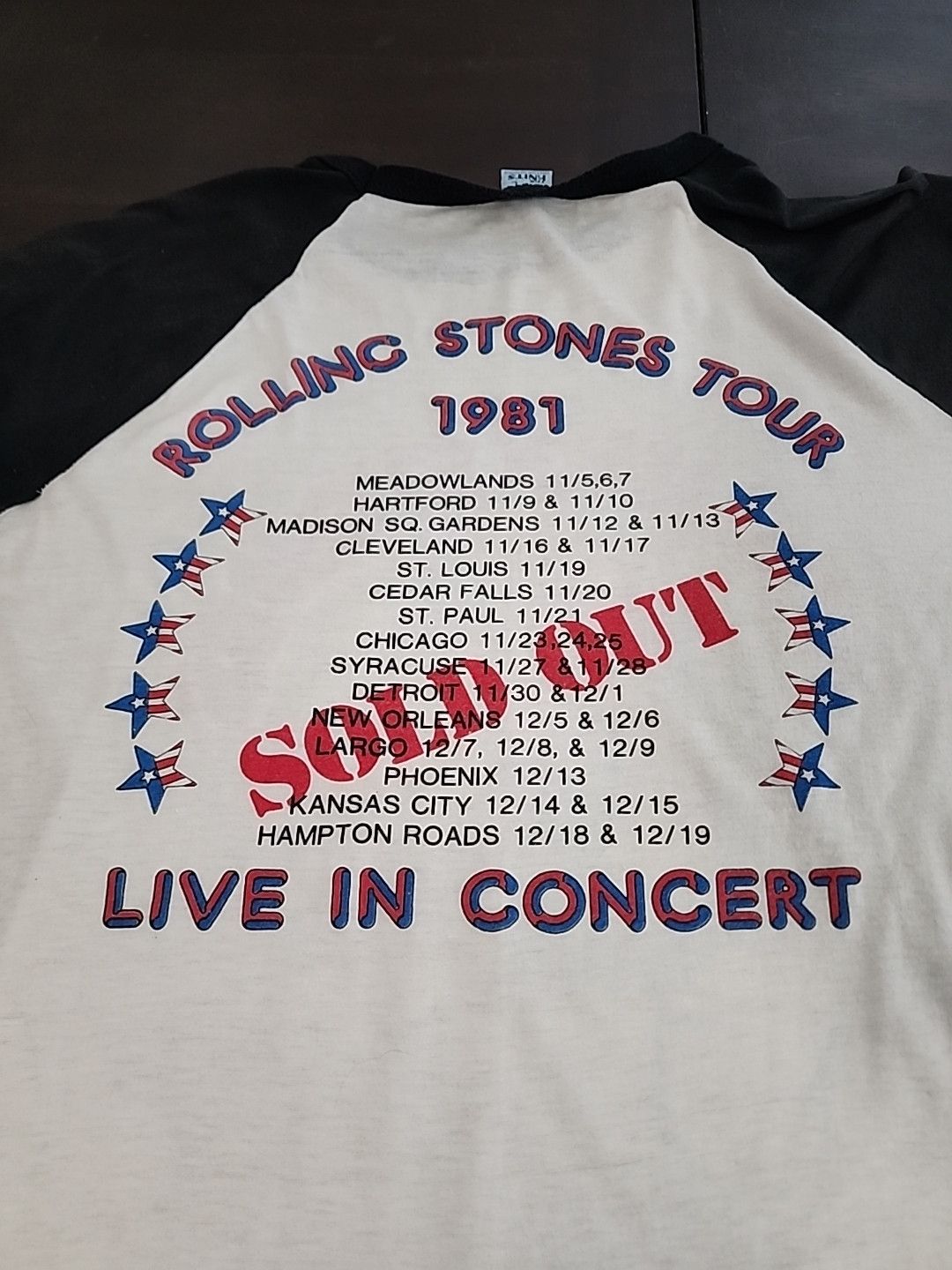 Band Tees VINTAGE ROLLING STONES 1980 TOUR RAGLAN TSHIRT Size US L / EU 52-54 / 3 - 11 Thumbnail