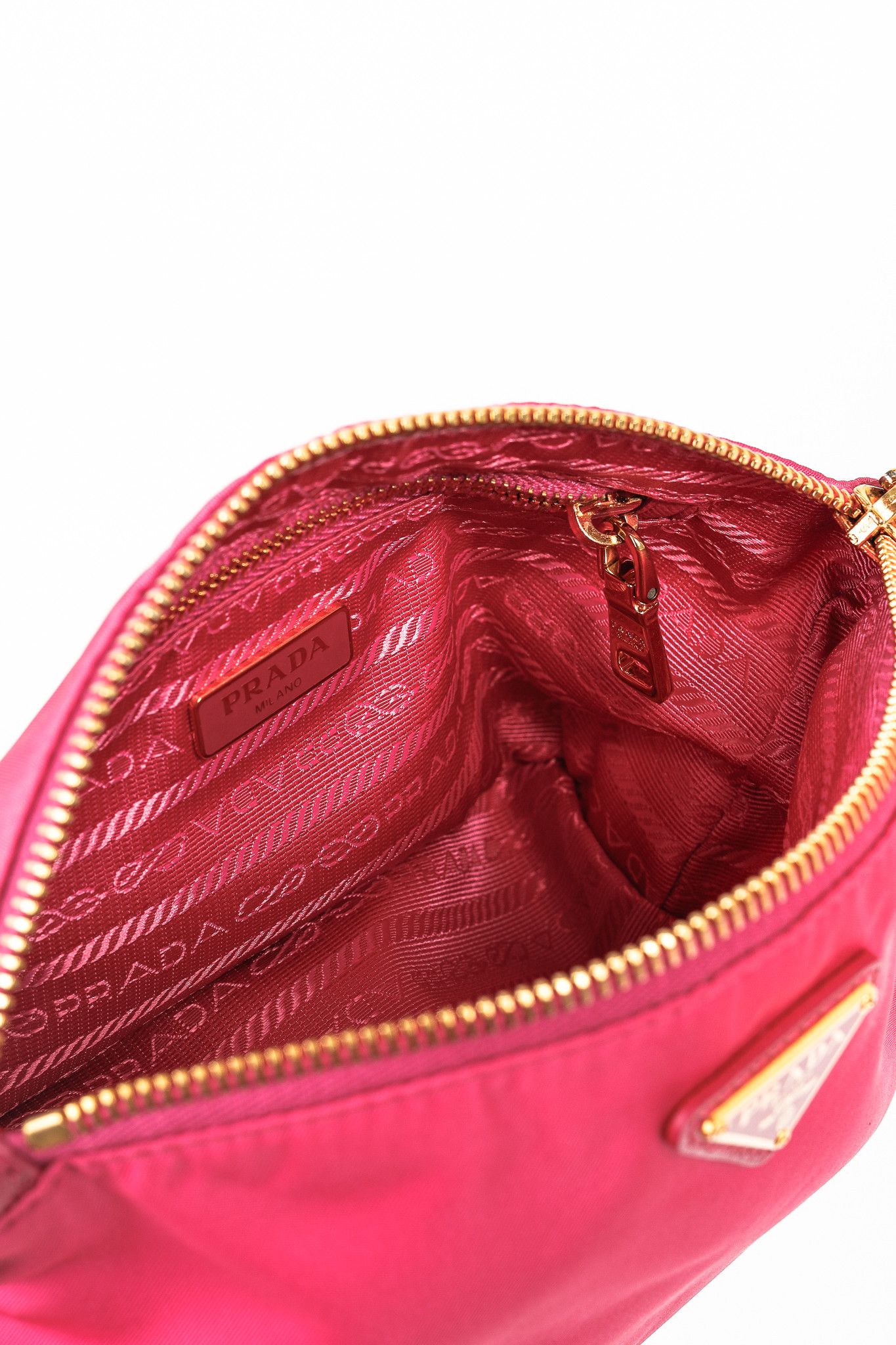 Prada Prada Vintage Fuchsia Pink Tessuto Nylon Wristlet Pouch Size ONE SIZE - 10 Thumbnail