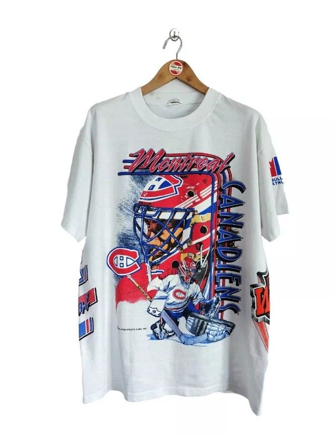 image of Nhl x Vintage Montreal Canadian Full-Print 1992 Caricature T-Shirt in White, Men's (Size XL)