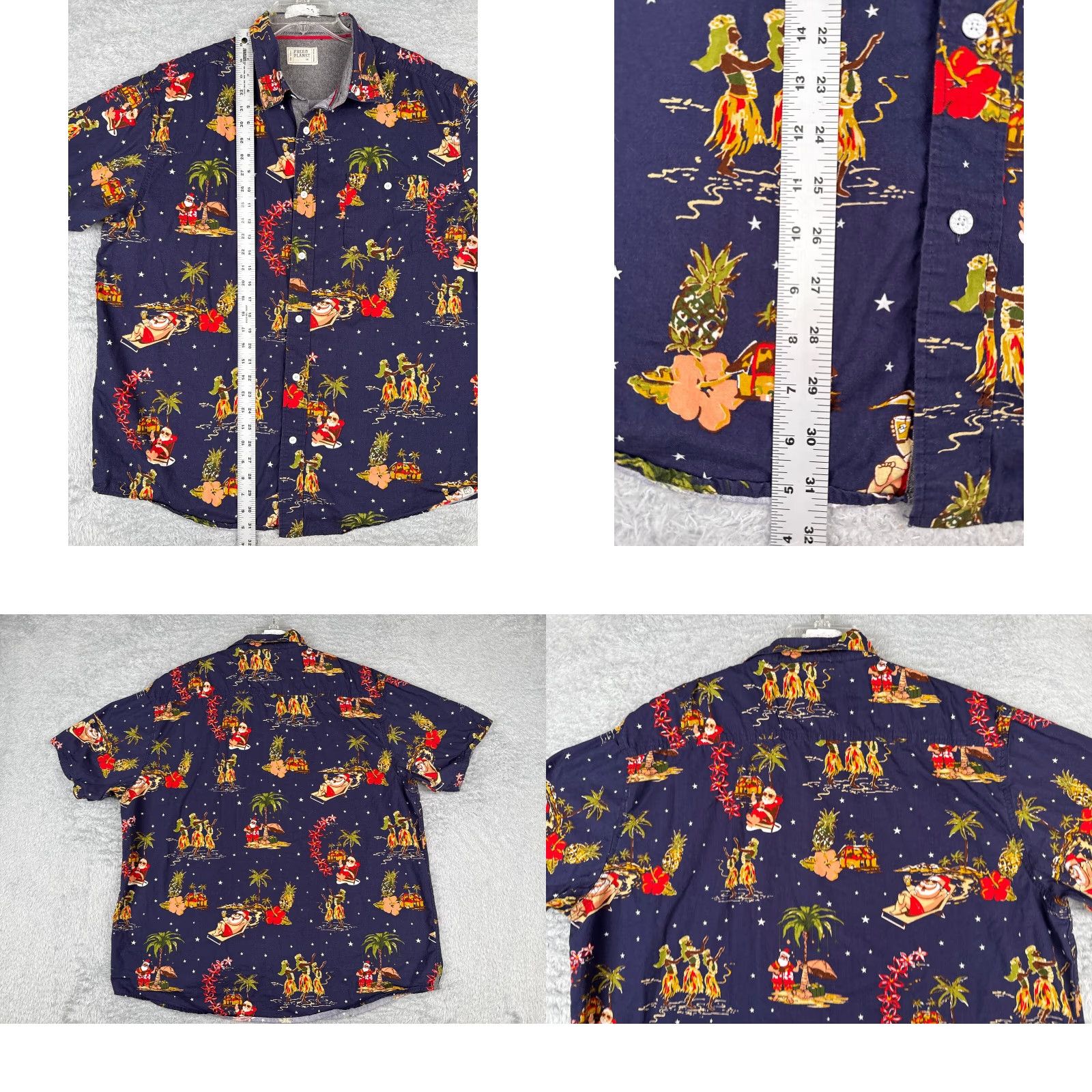 Vintage Free Planet Shirt Mens 2XL Blue Floral Santa Chistmas Luau Hawaiian Dress Shirt 2XL Mens Blue Floral Santa Christmas Theme Hawaiian Luau Shirt Size US XXL / EU 58 / 5 - 9 Thumbnail