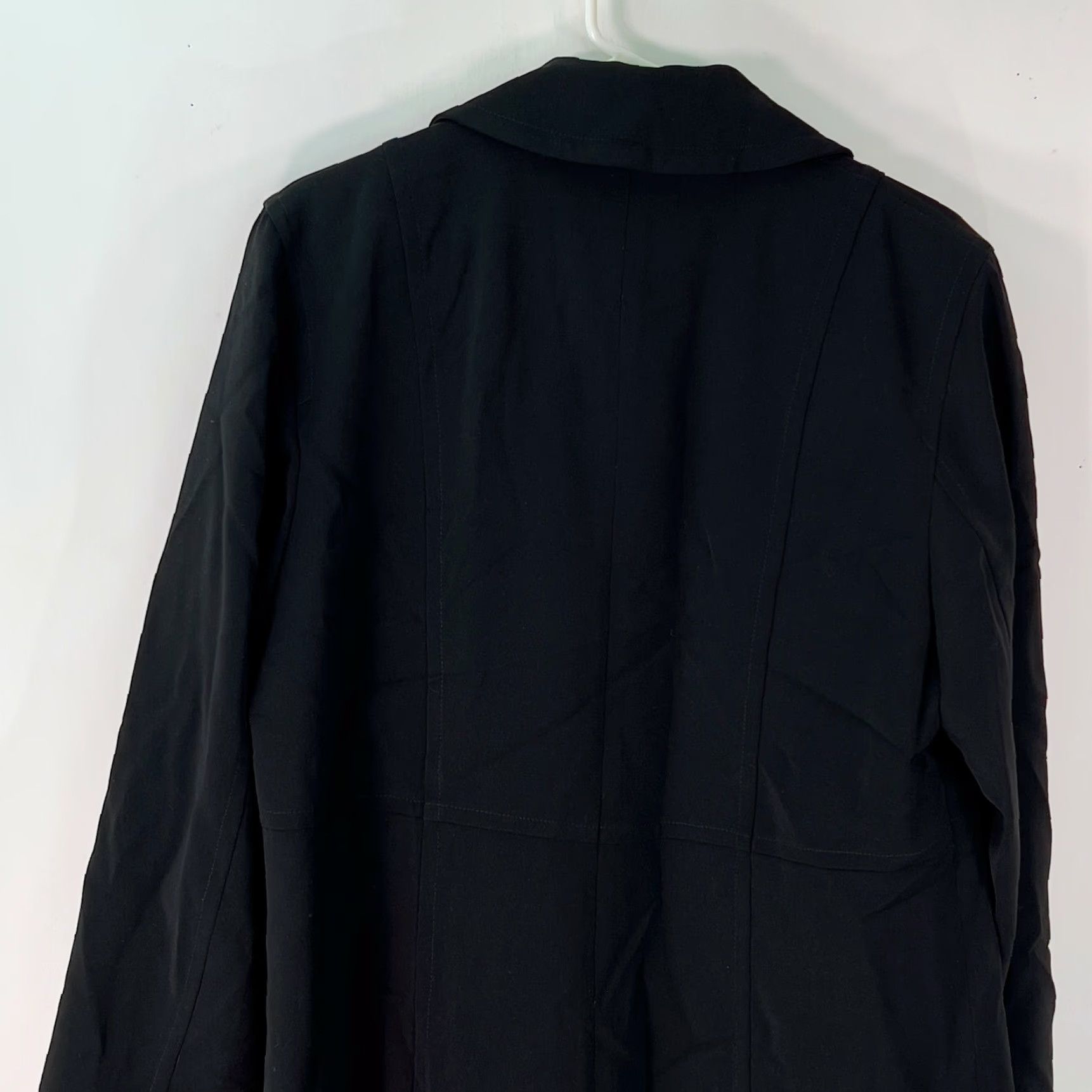 Rains Gallery Coat Women Long Black Pea Coat 12 Button Front Classic Fall Winter 50" 100% Polyester Size XL / US 12-14 / IT 48-50 - 4 Thumbnail