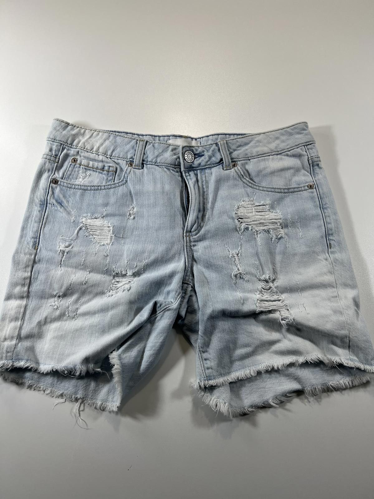 Unknown London Light Blue Distressed Denim Shorts Size ONE SIZE - 1 Thumbnail