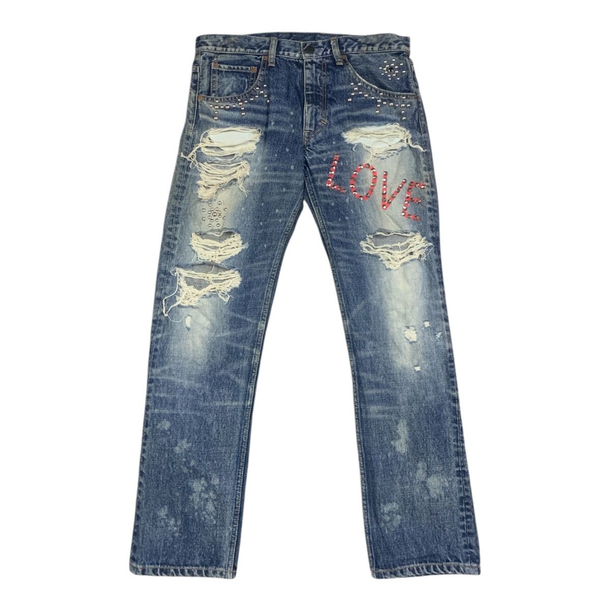 Japanese Brand RNA Japan Ripped Distressed Punk Style Jeans | W33x33 Size US 33 - 1 Thumbnail