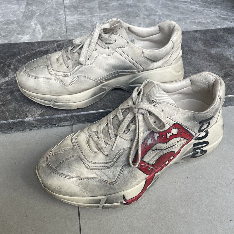 Gucci Gucci Rhyton Leather Lip Print Casual Sneakers 0079 Size US 10.5 / EU 43-44 - 1 Thumbnail