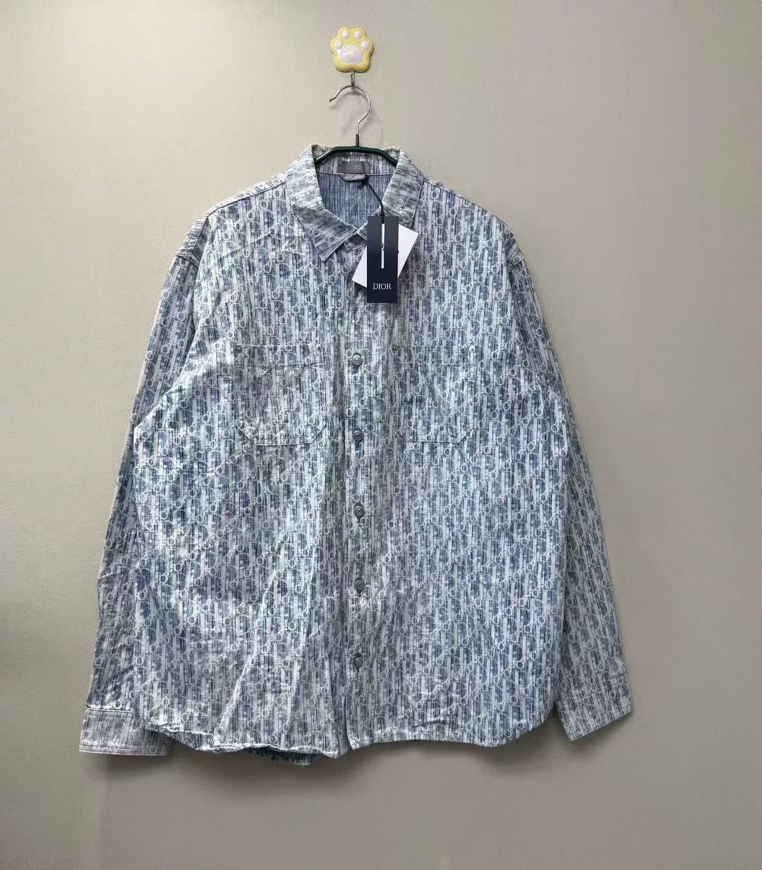 Dior DIOR White Blue Logo Denim Shirt Jacket Size US XS / EU 42 / 0 - 1 Thumbnail