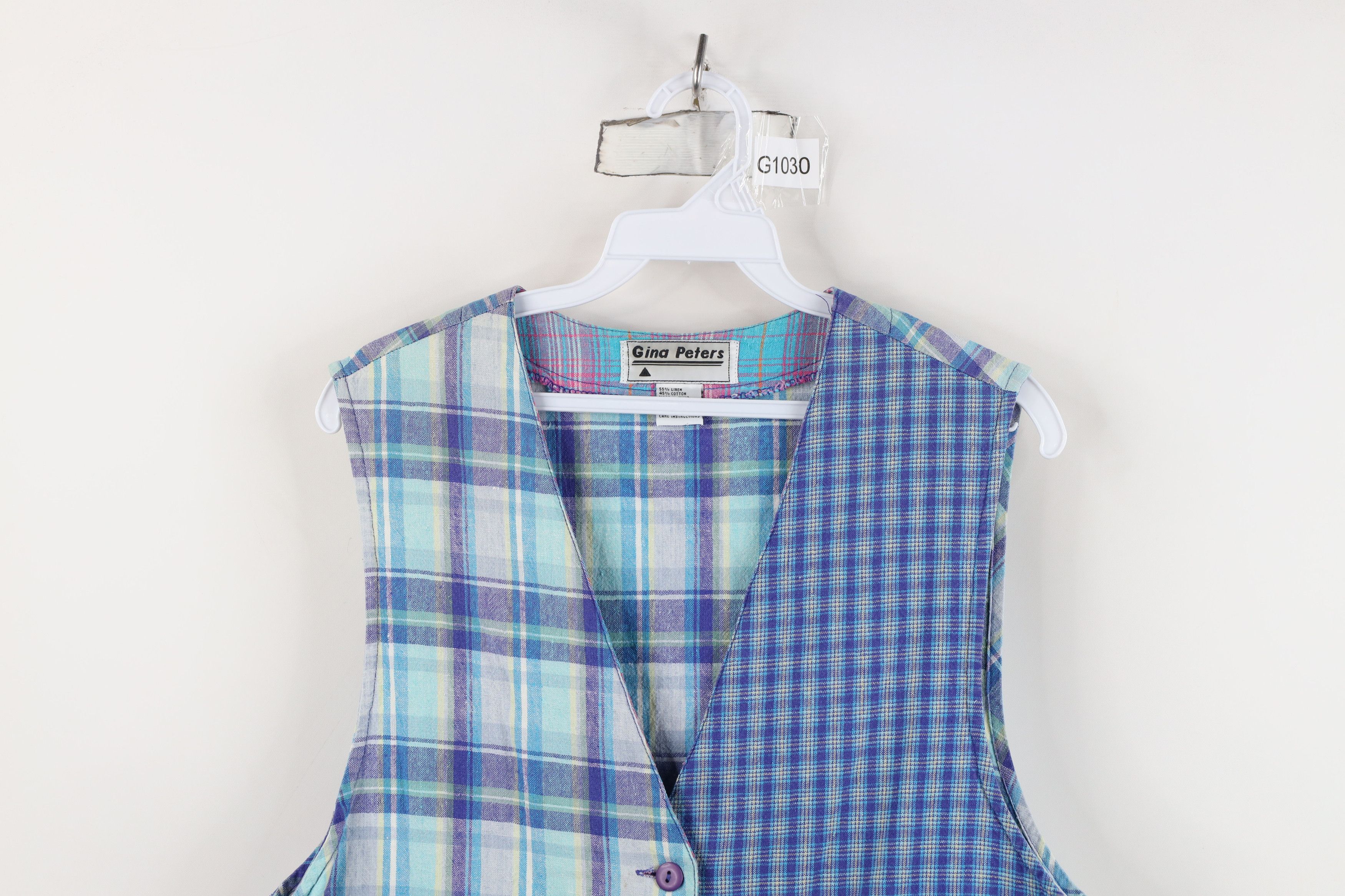 Vintage Vintage 90s Streetwear Linen Blend Tie Back Vest Jacket Size L / US 10 / IT 46 - 2 Thumbnail