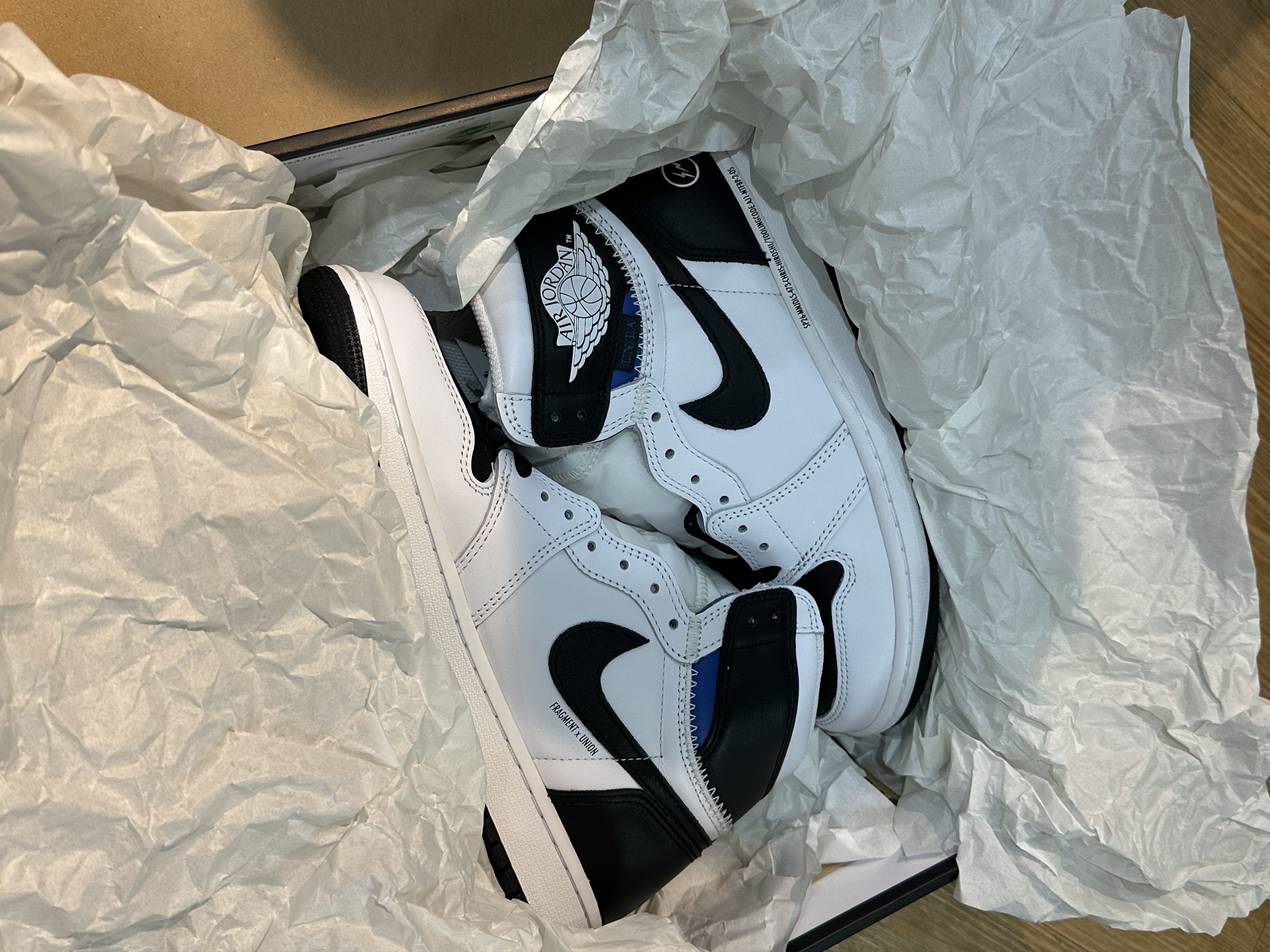 Fragment Design × Nike Jordan 1 Retro High OG SP Fragment x Union LA White Black Size US 9 / EU 42 - 3 Thumbnail
