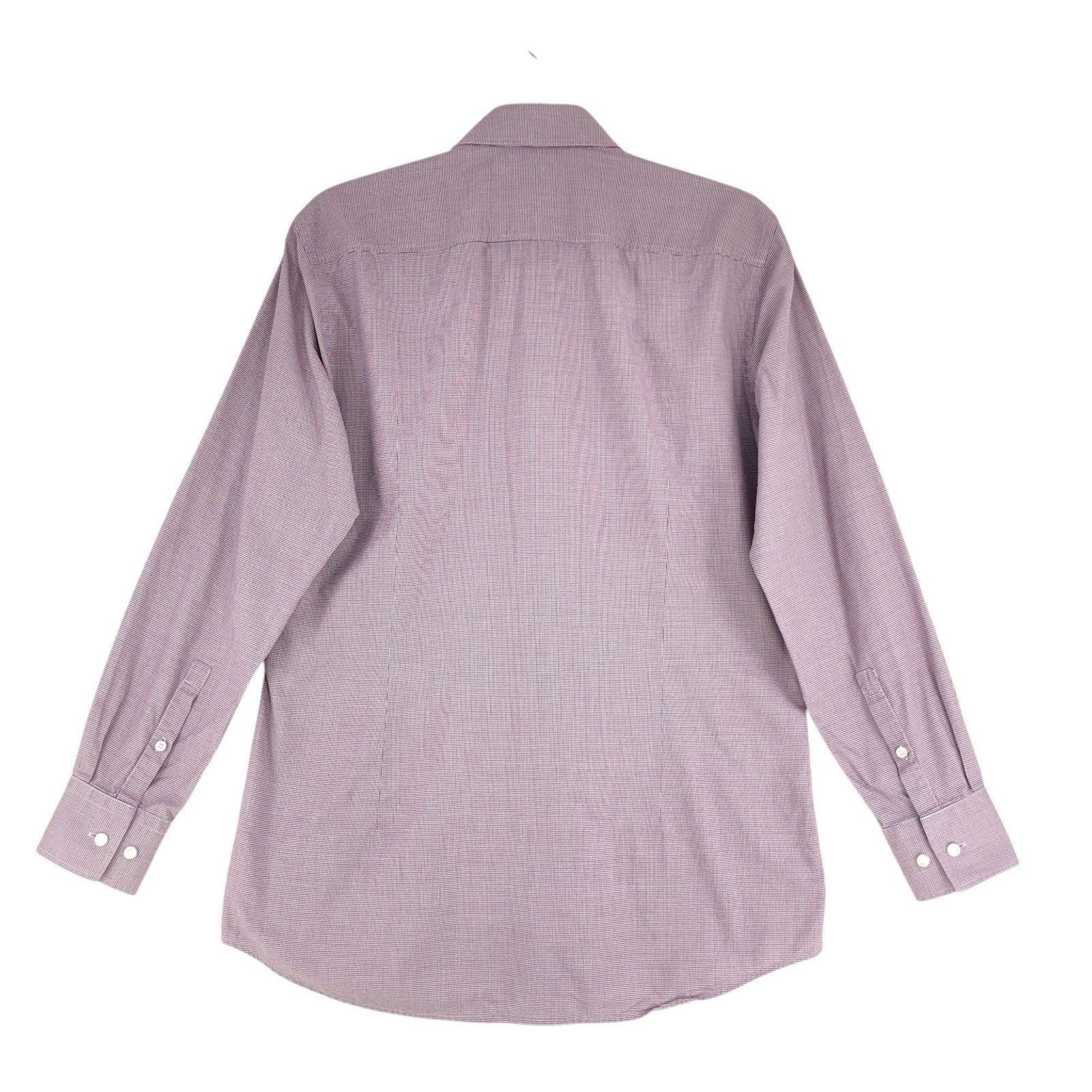 Hugo Boss Hugo Boss Dress Shirt 5.5 39 Slim Fit Purple Micro Check Size US M / EU 48-50 / 2 - 8 Thumbnail